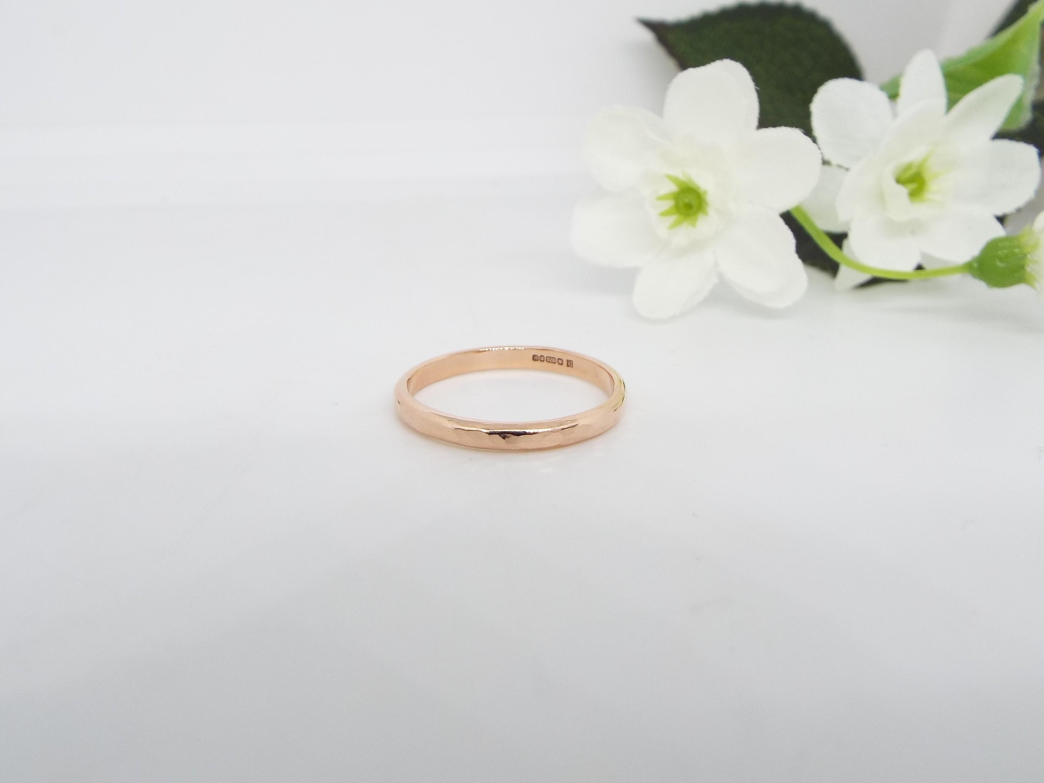 rose gold ring with a hammered finish