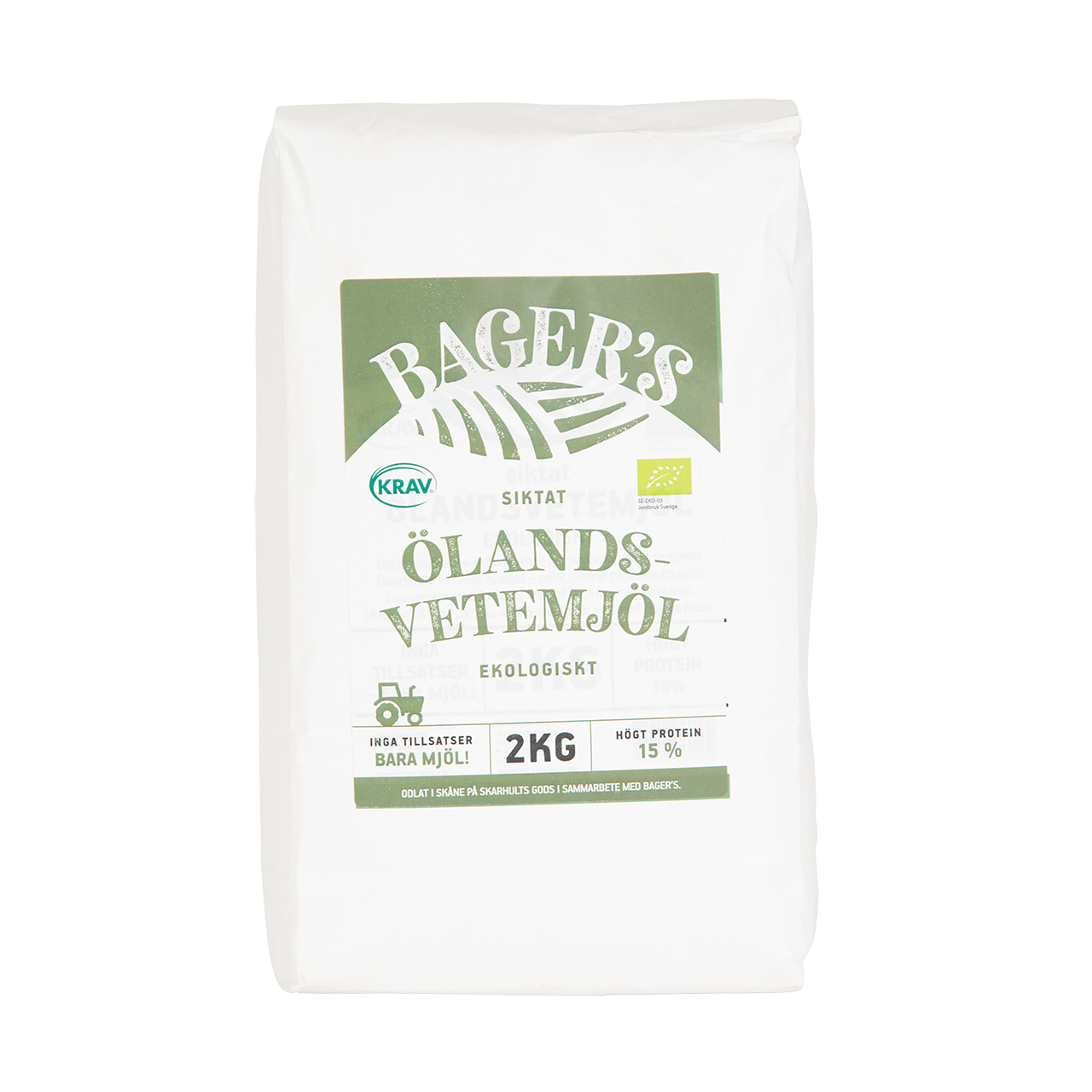 Bager's's Öland wheat flour sifted 2 kg bag ECO/KRAV marked'