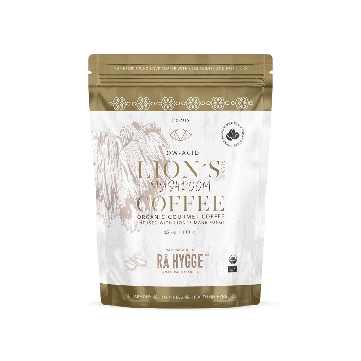Rå Hygge's Low-Acid Gourmet Coffee Blend with Lion's Mane - whole beans 227g'