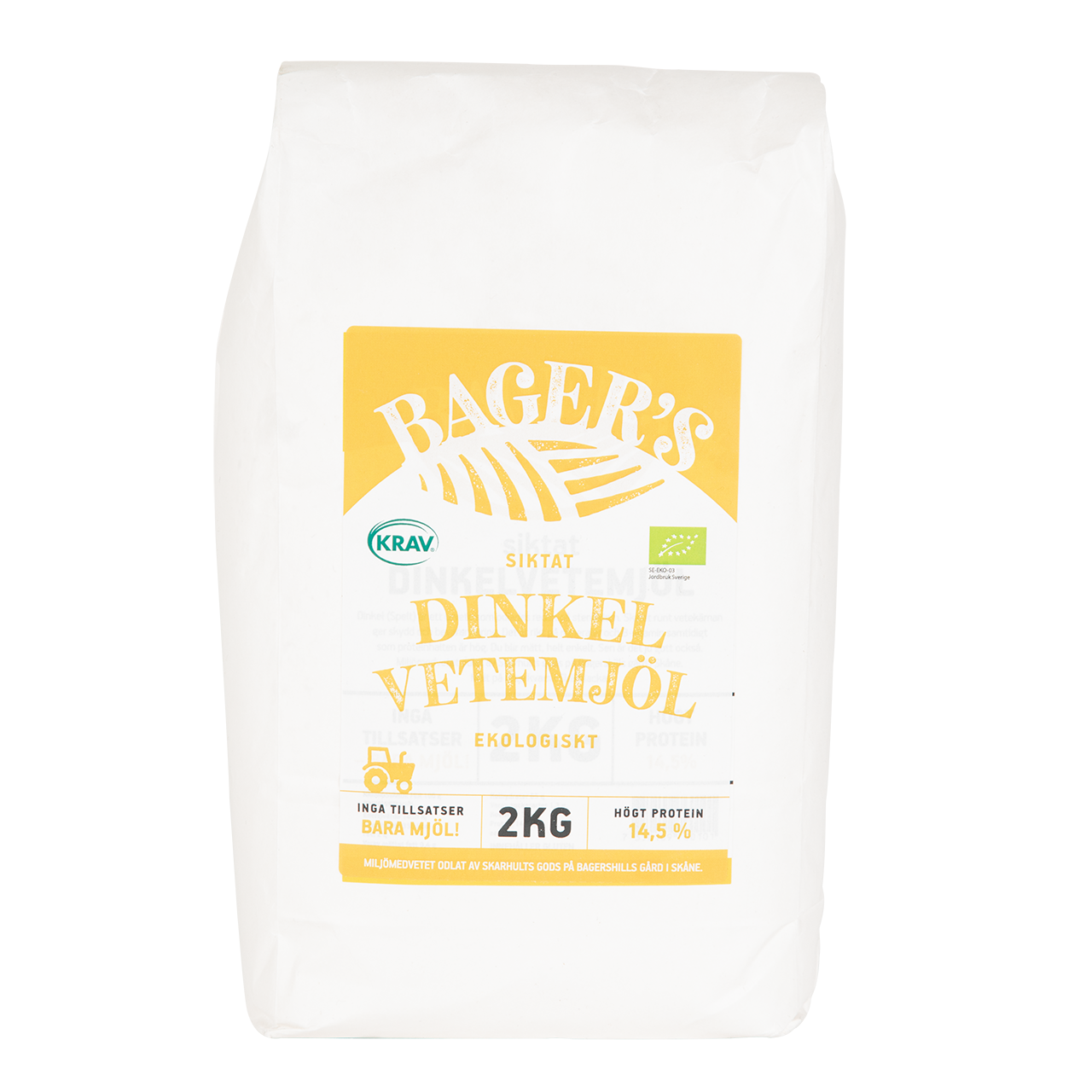 Bager's's Sifted spelled wheat flour 2 kg bag ECO/KRAV marked'