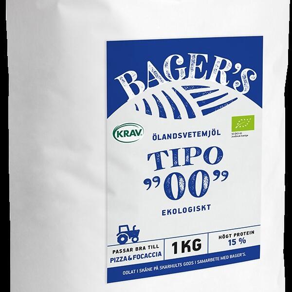 Bager's's TIPO 00 ECO Öland wheat flour 1 kg bags ECO/Krav'