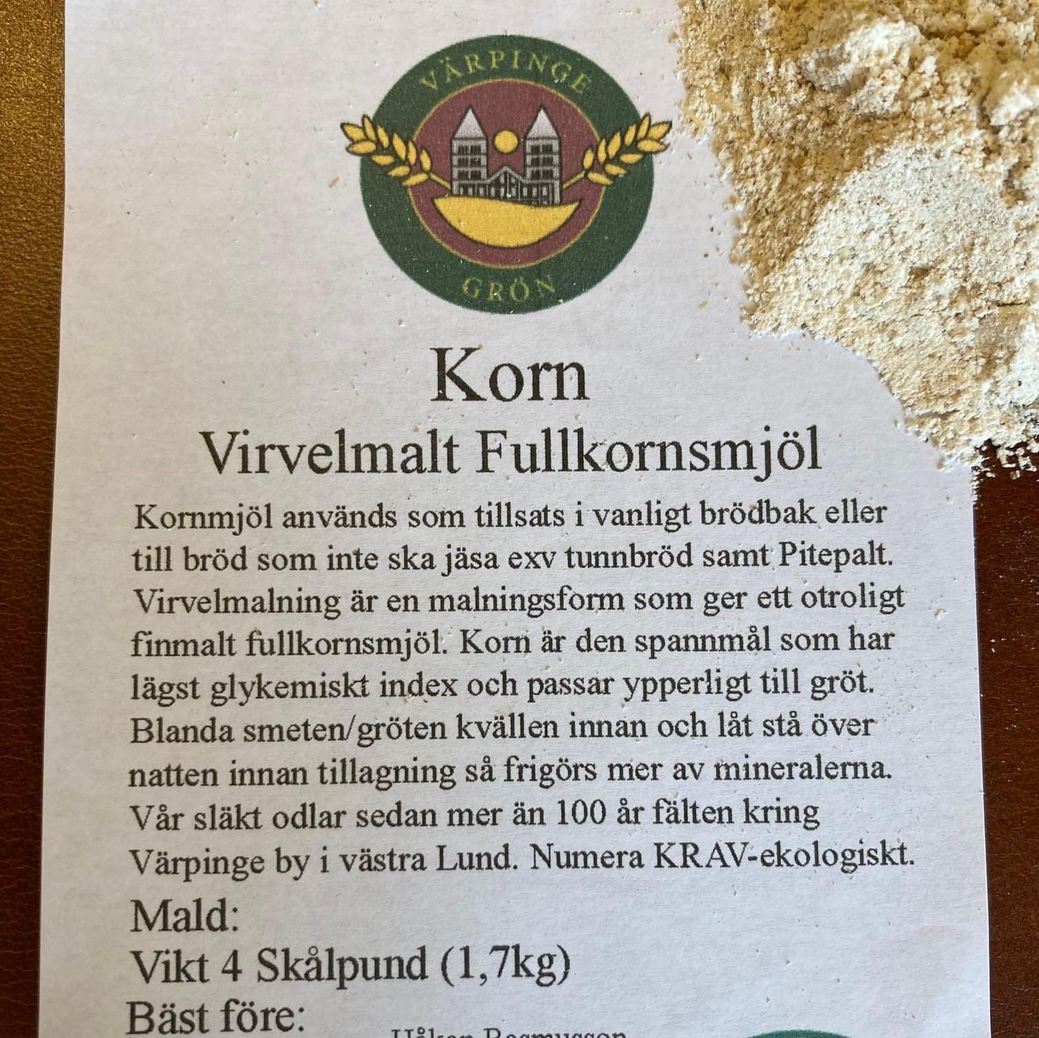 Värpinge Grön'' Swirl milled barley flour '