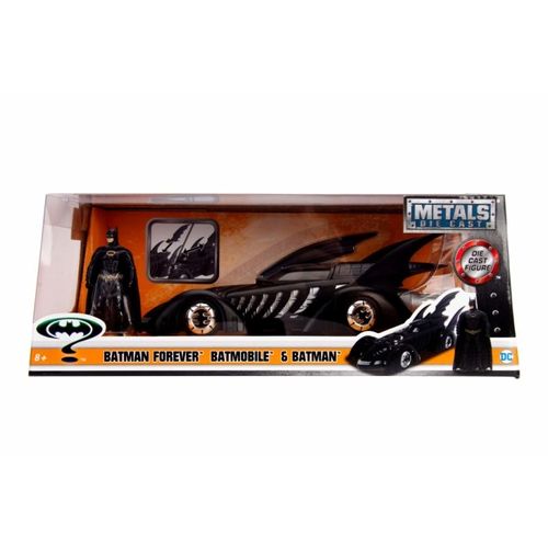 DC Comics 1:24 The Batman Batmobile Die-cast Car w/ 2.75 Batman Figure,  Toys for Kids and Adults,Black/Silver