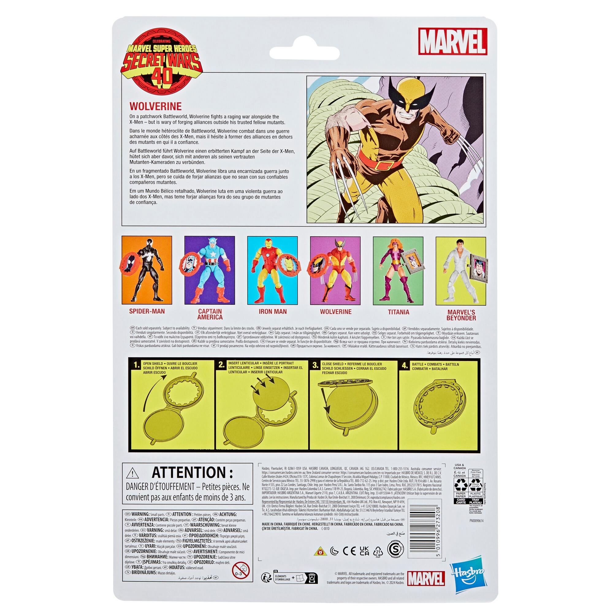 Pack Marvel Legends Secret Wars – Captain America, Spider-Man, Iron Man, Wolverine – Hasbro 2024