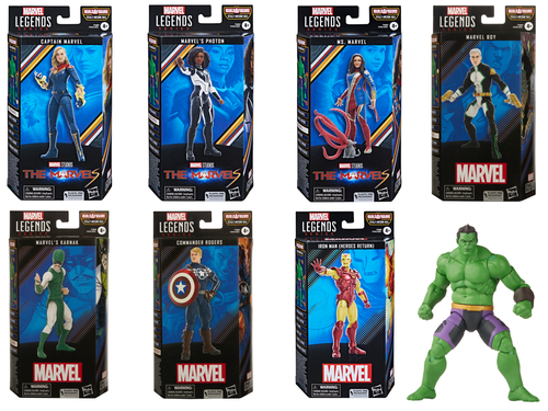 Marvel Legends The Marvel's Action Figure (BAF Totally Awesome Hulk) - Set of 7