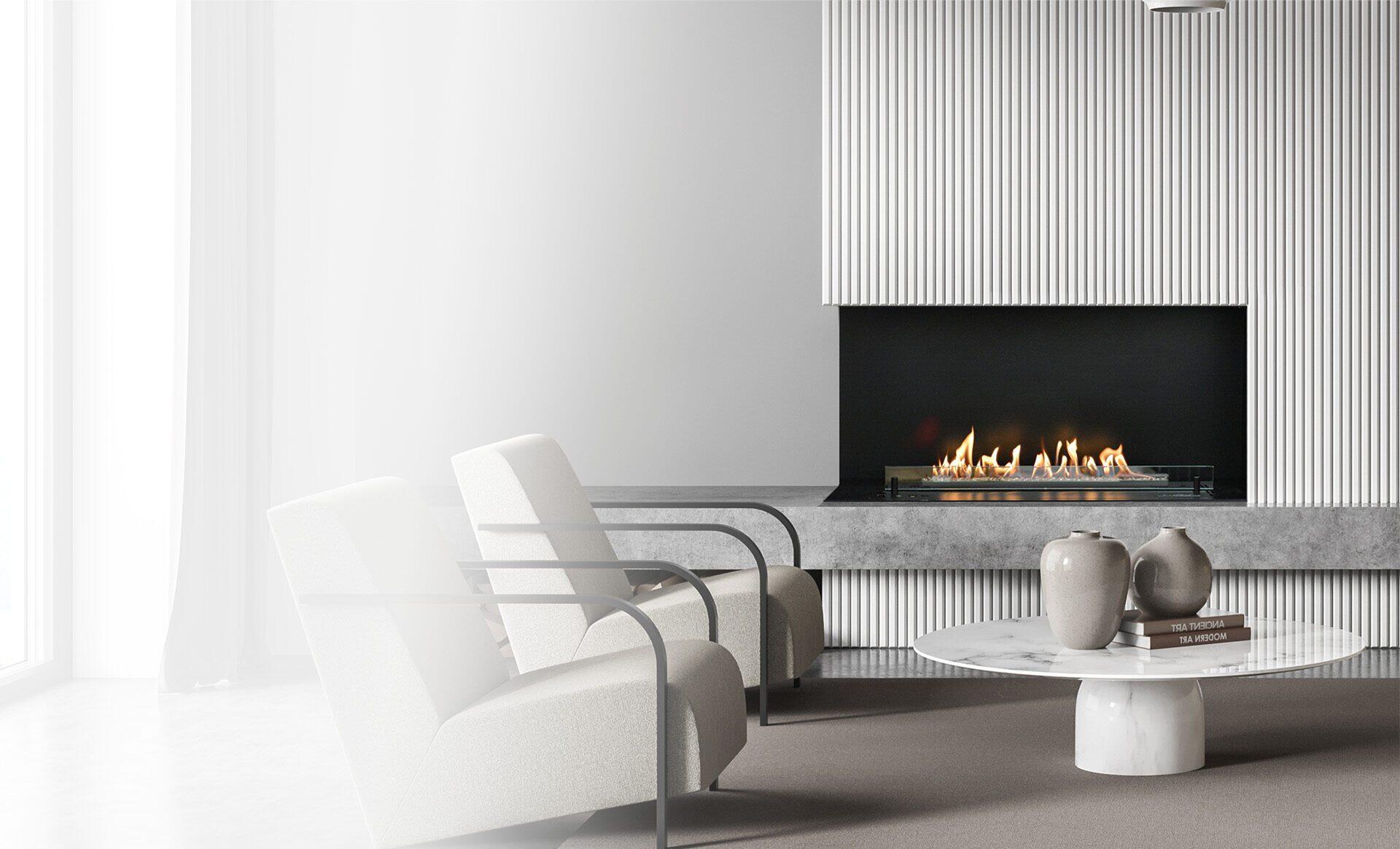 Planika Neo 1000 bio-ethanol fireplace installed in a living room