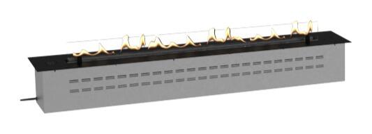 Decoflame Denver F3 1120 mm electronic bio-ethanol burner with a black top plate, product render