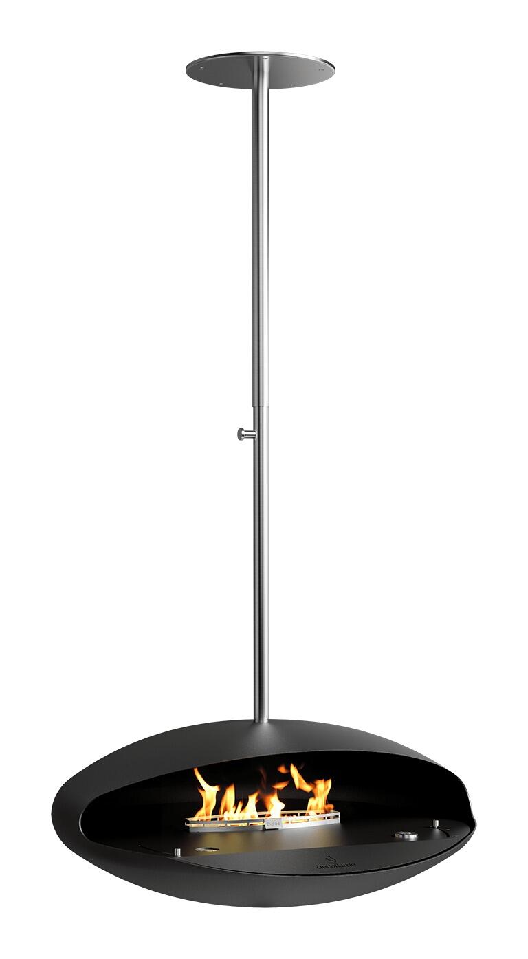 Decoflame Espoo ceiling-hung bio-ethanol fire in black, product image