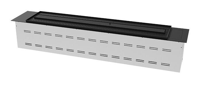 Decoflame LogicWood Linear 1120 bio-ethanol burner with ceramic logs, shown as a product render