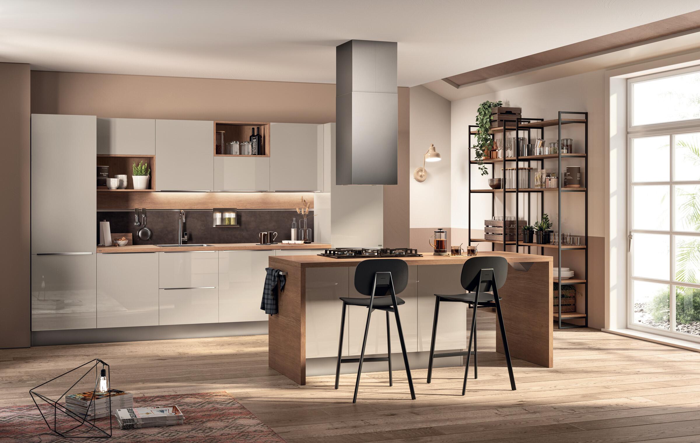 Scavolini Urban kitchen with a 4 cm Land Oak laminate worktop