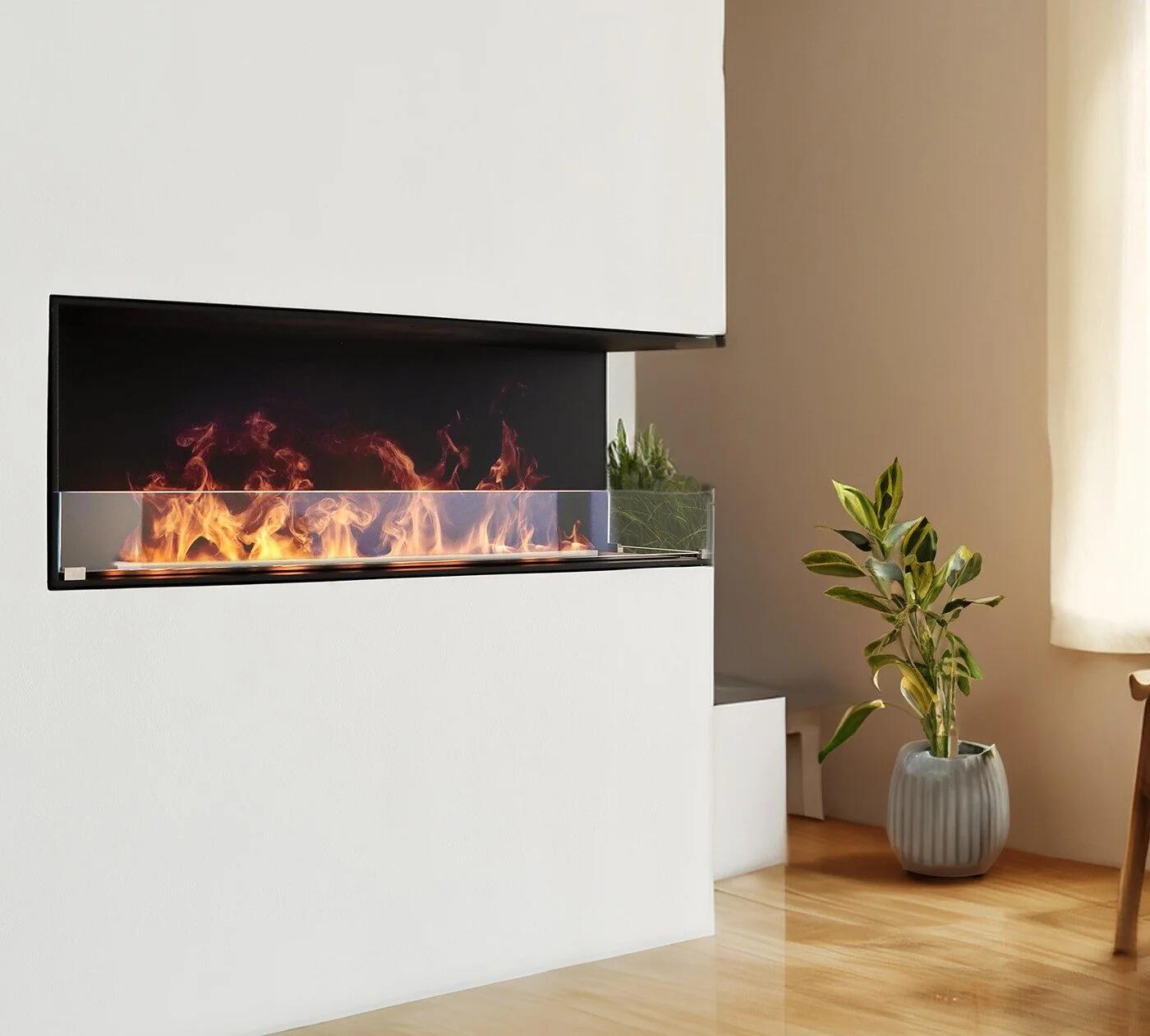 Montreal corner Hybrid Mist fire in a white wall beside a potted plant