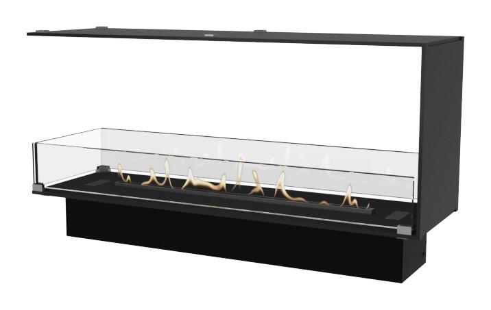 Montreal 1000 room divider bio-ethanol fire open to front, back and one side, product render