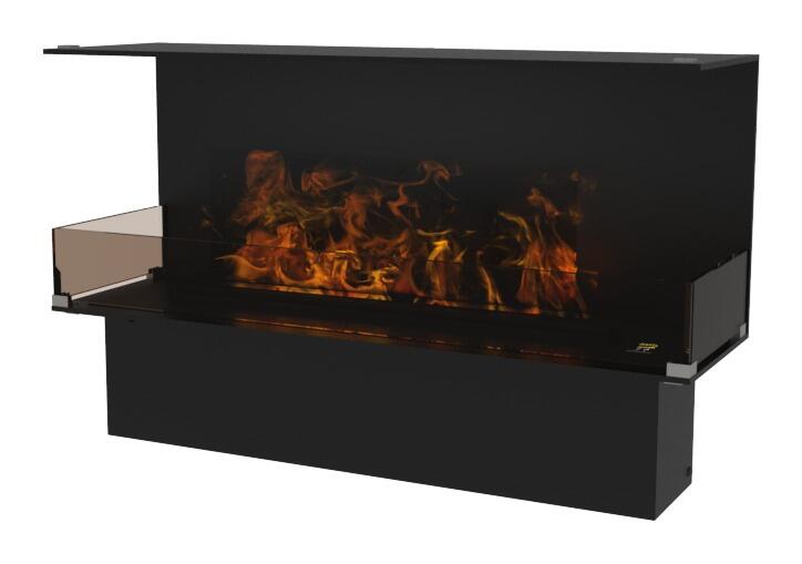Decoflame Montreal 1000 three-sided Hybrid Mist water vapour fire, product render