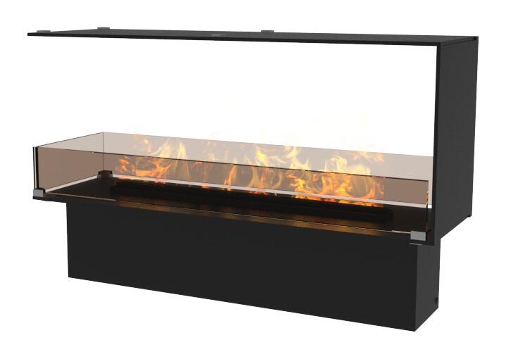 Montreal 1000 room divider Hybrid Mist fire open to front, back and one side, product render