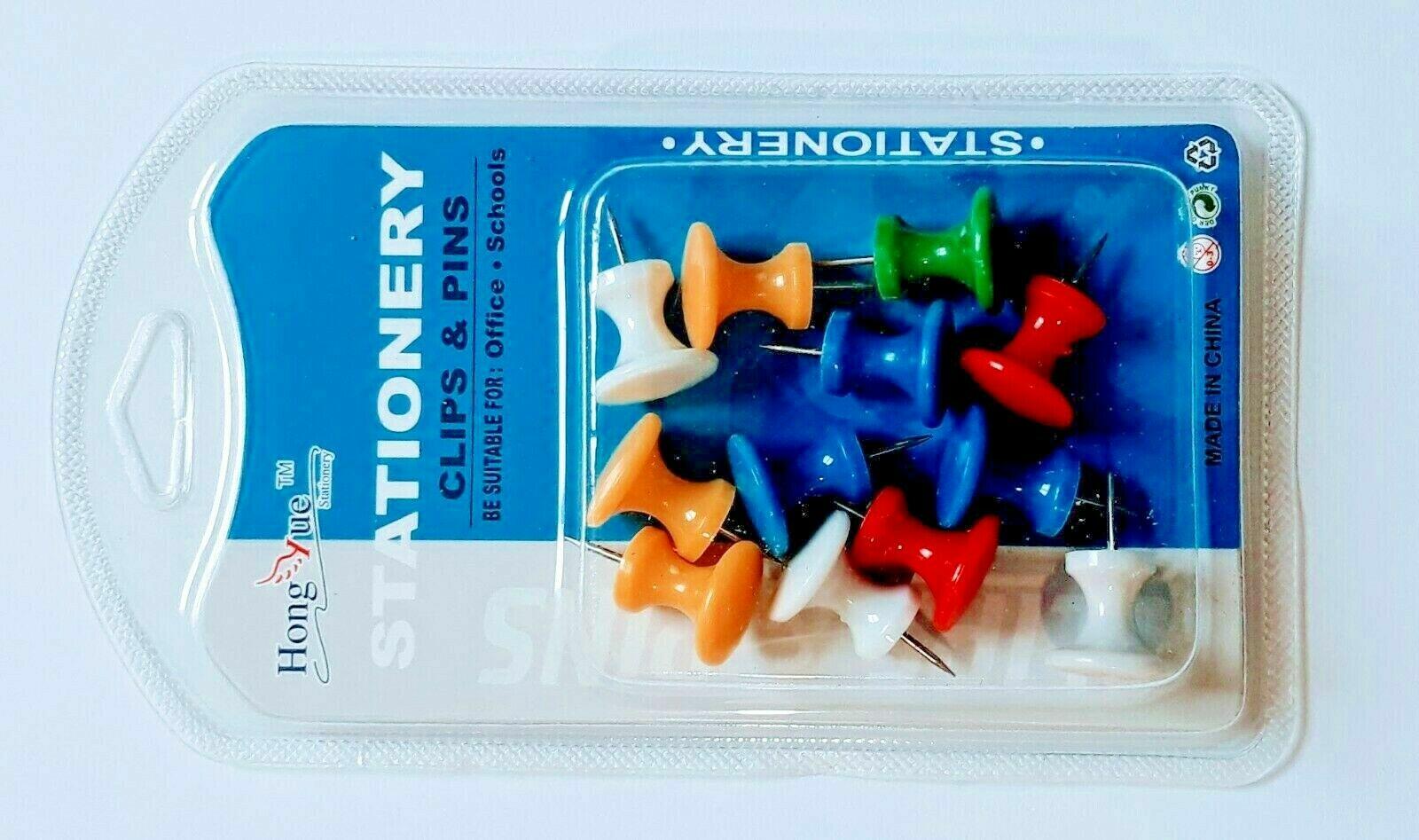 12 Large Size Push Pins For Cork Notice Boards Assorted Colours