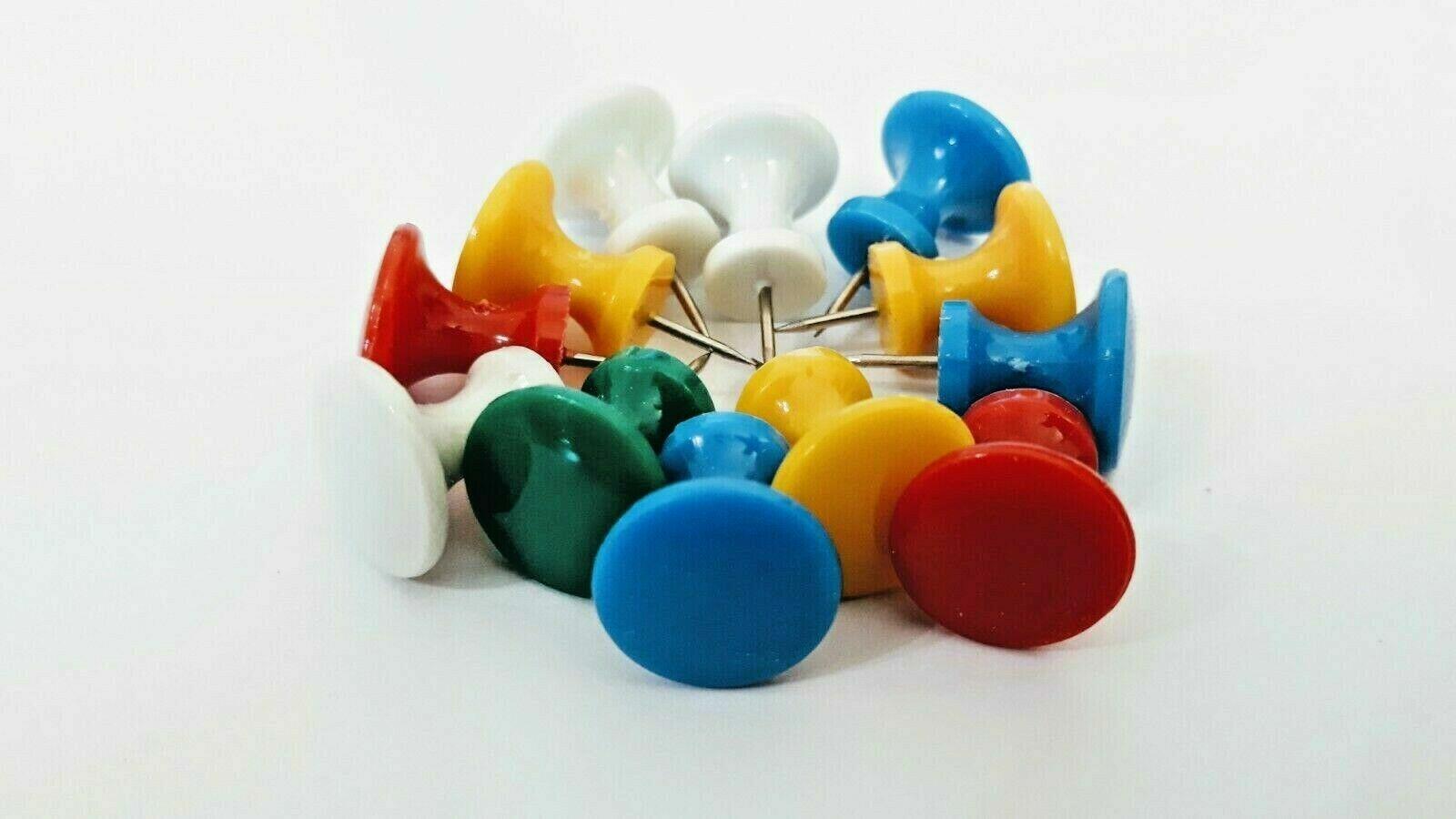 12 Large Size Push Pins For Cork Notice Boards Assorted Colours   Image 