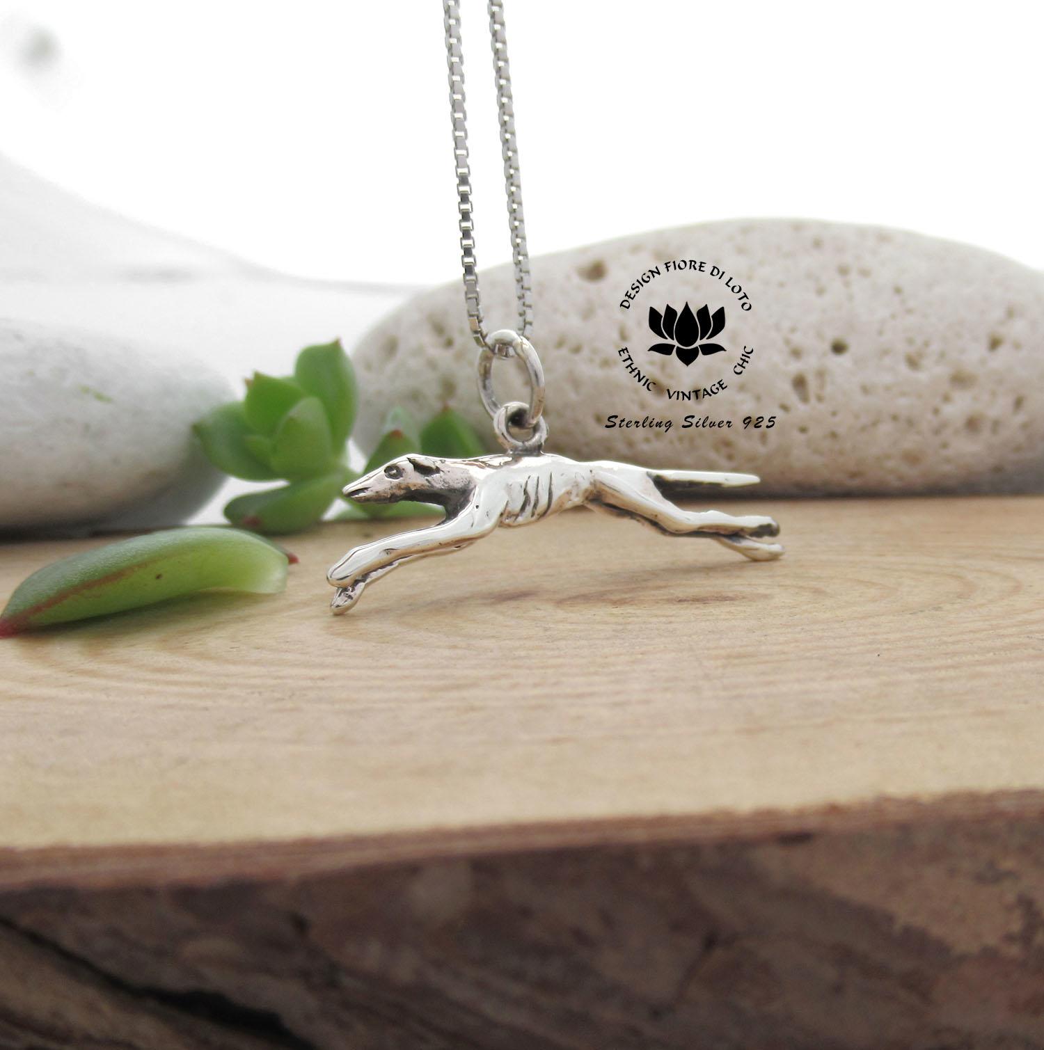silver greyhound necklace