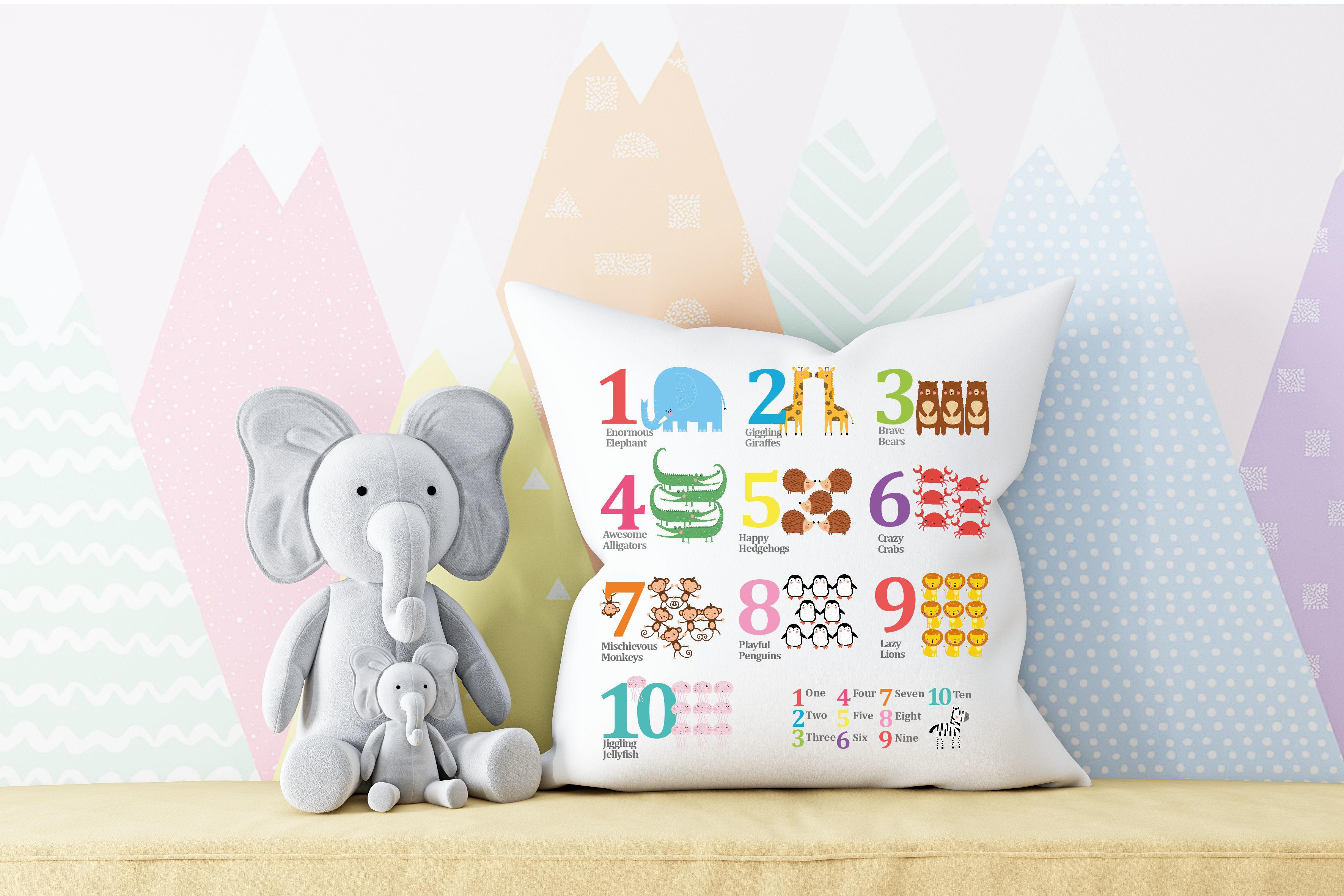 Animal Counting Numbers Cushion,Pillow,Kids Room,New Baby Gift,Learning Resource,Educational Resource,Selling,Home Decor