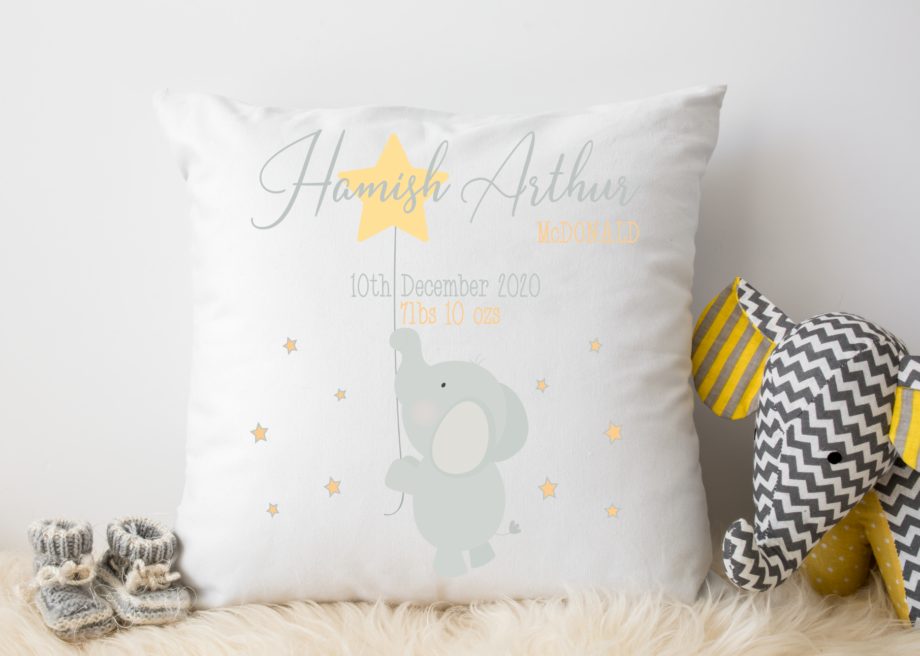 Personalised New Baby Cushion,Pillow,Perfect Gift For New Baby Boy,40 cms square