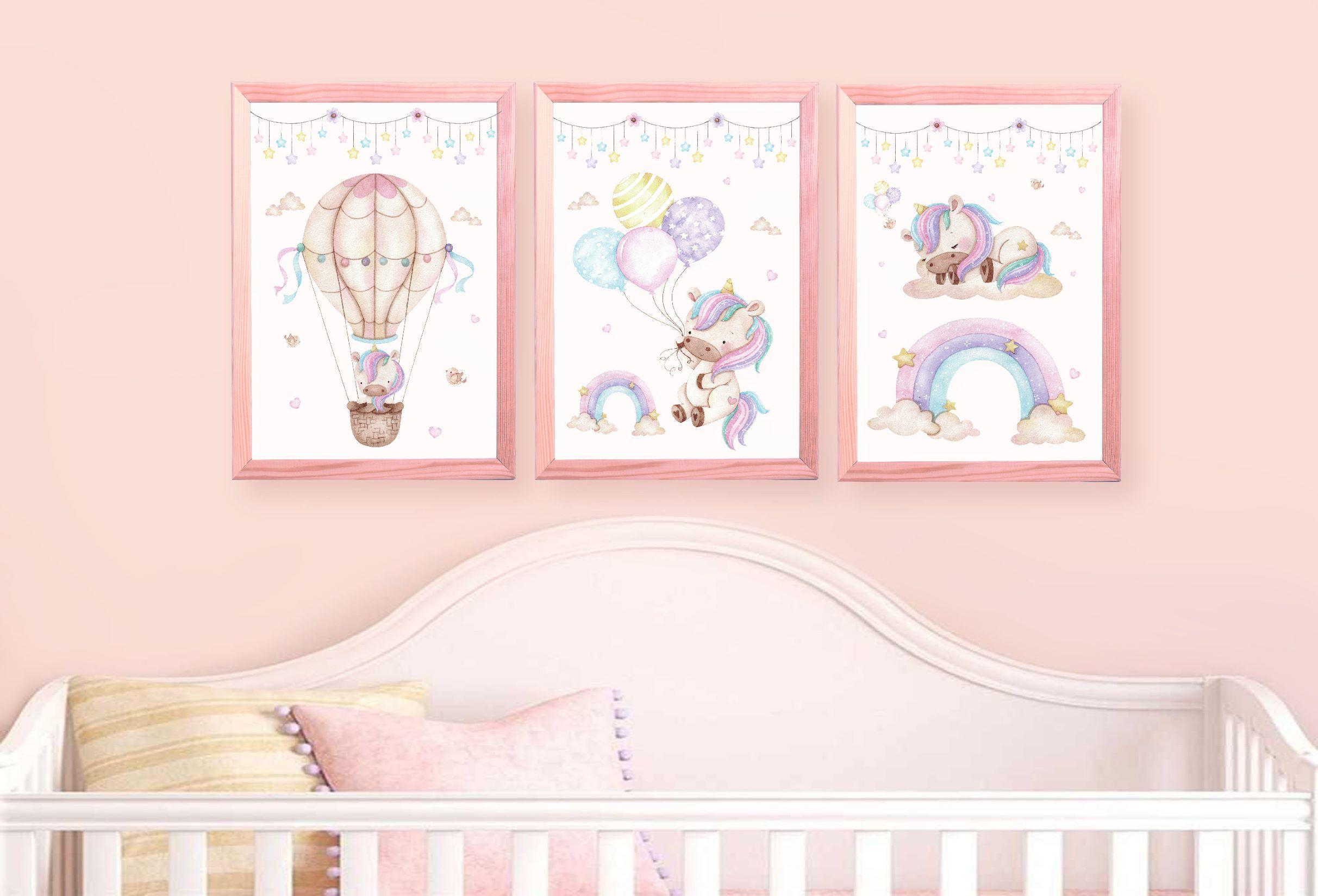 Set of 3 Watercolour Unicorn Prints,Perfect For A Unicorn Themed Bedroom, Nursery or Playroom