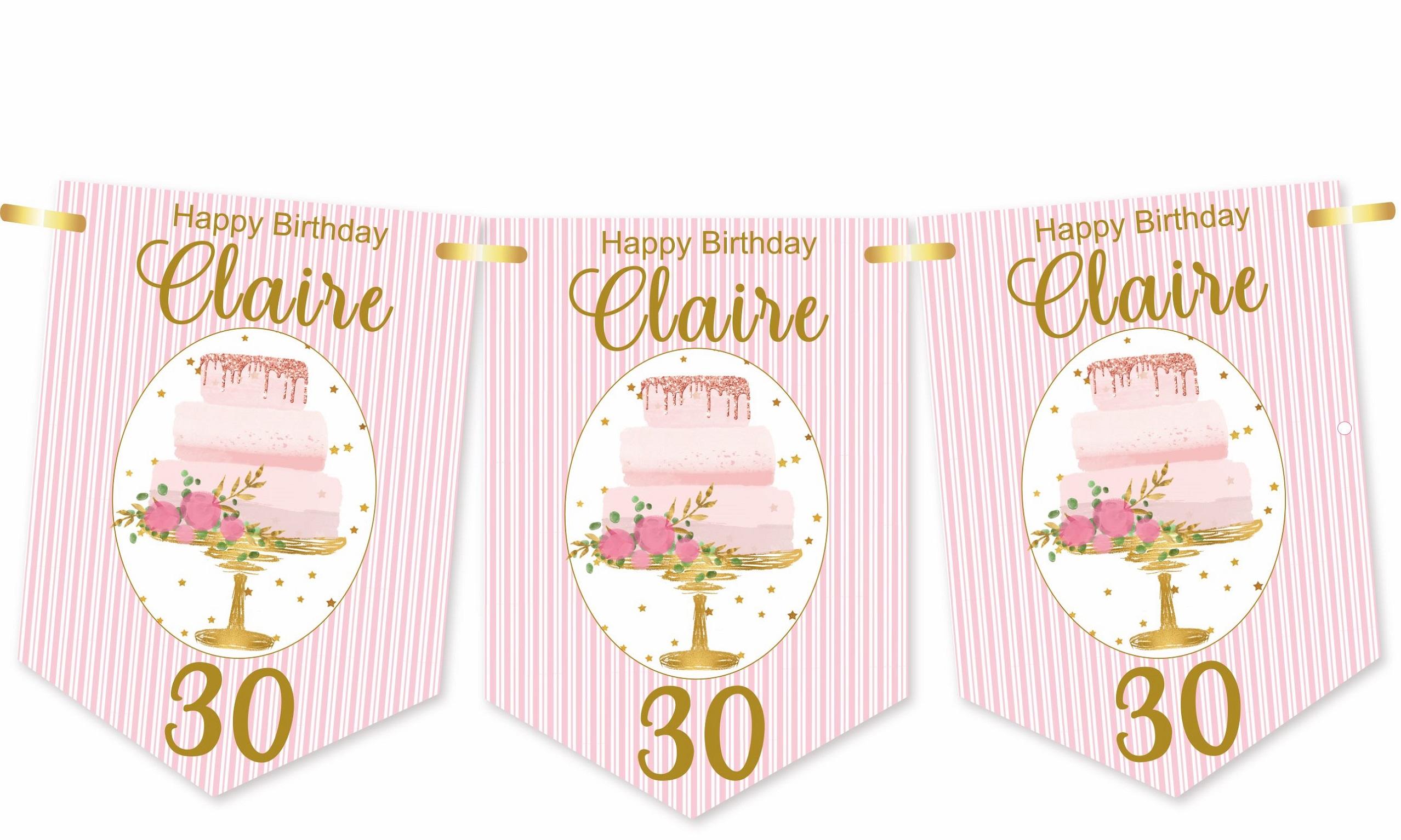 Birthday Cake Bunting,Personalised Birthday Banner,Any Name and Age
