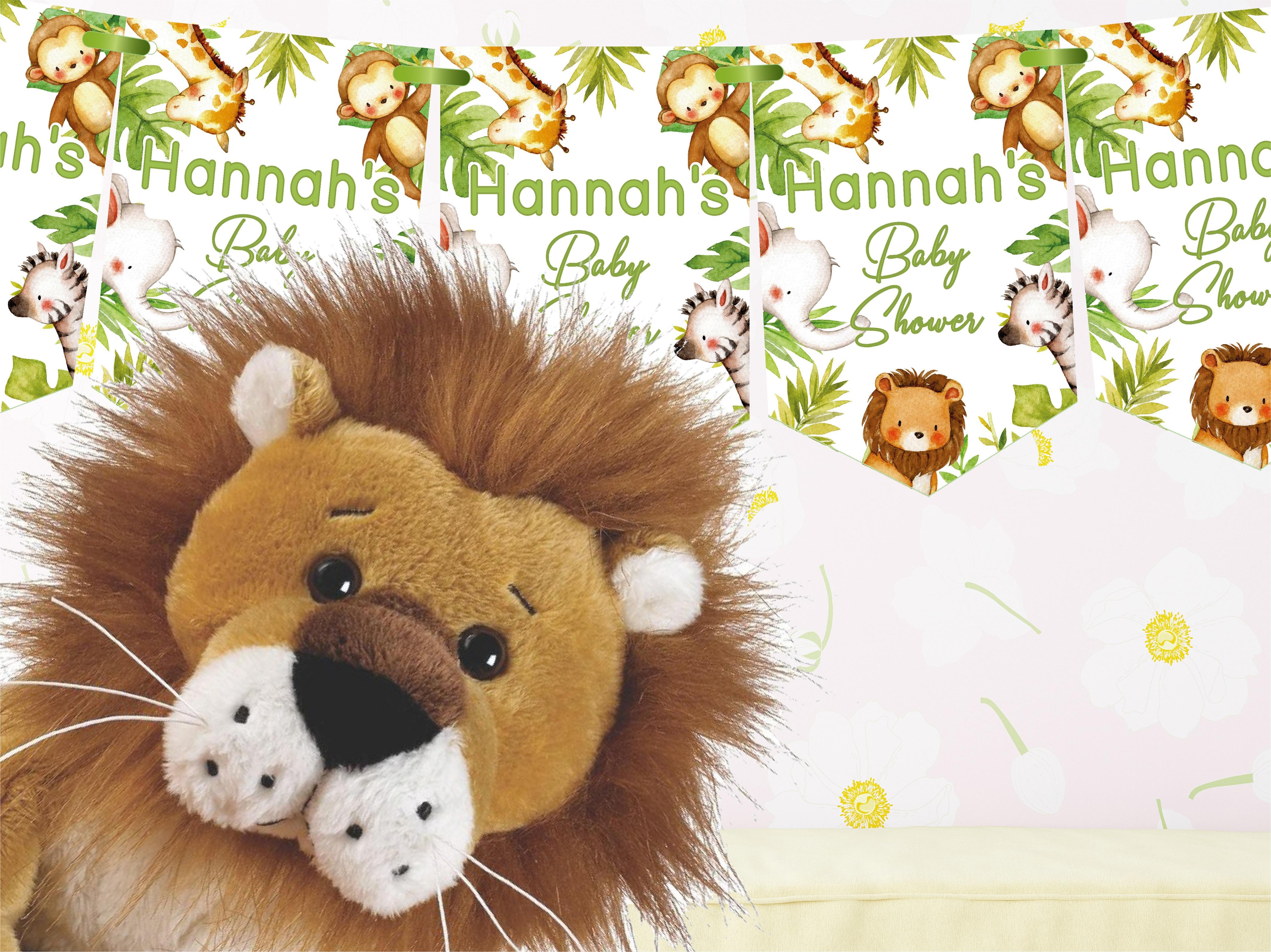 Personalised Baby Shower Bunting,Banner,Baby Shower Decoration,Boy or Girl,Jungle Safari