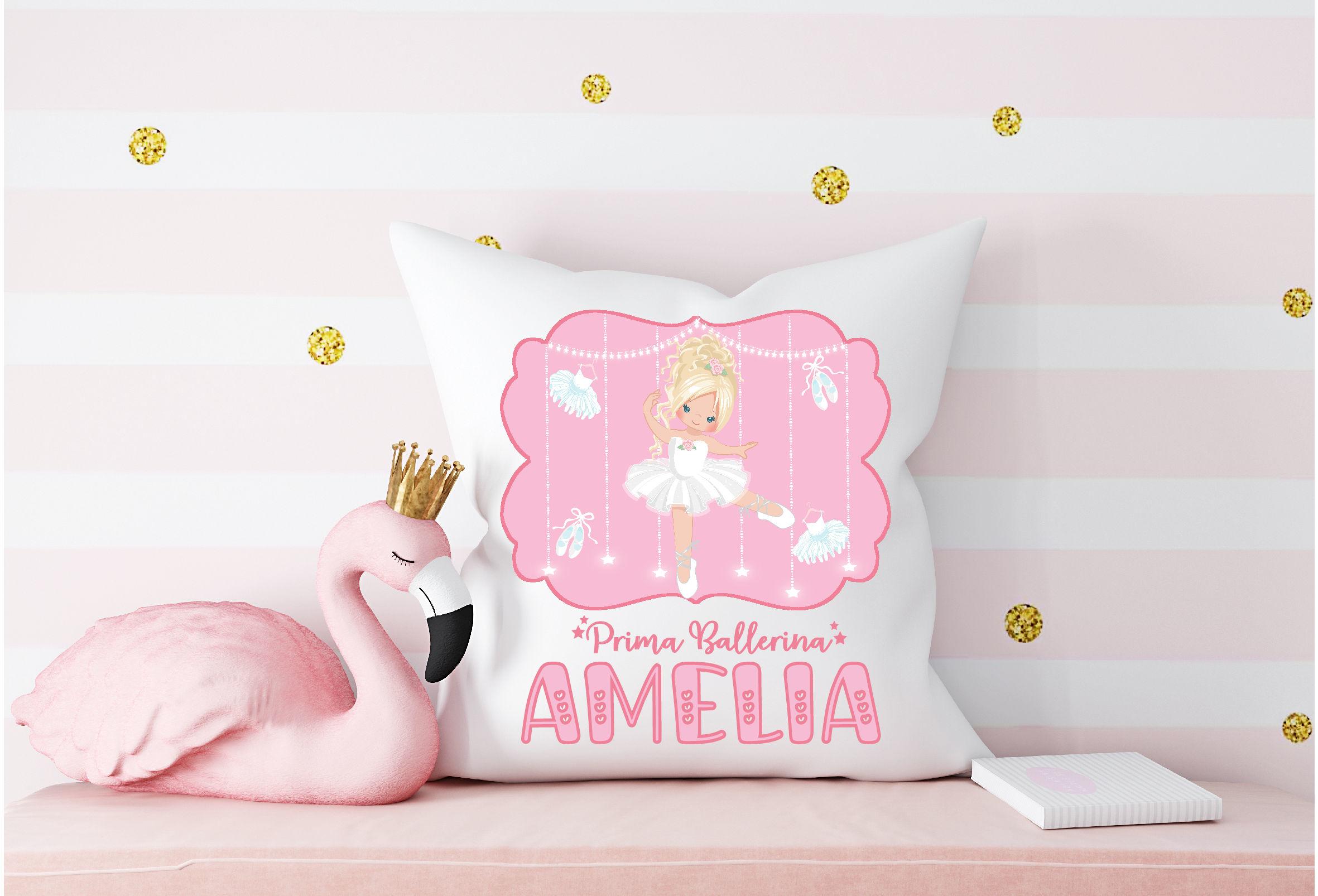 Ballet Cushion Personalised,Ballerina Pillow,Throw,Blonde or Dark Hair,Personalised Gift for Girls,Bedroom Accessory,Pink Home Decor