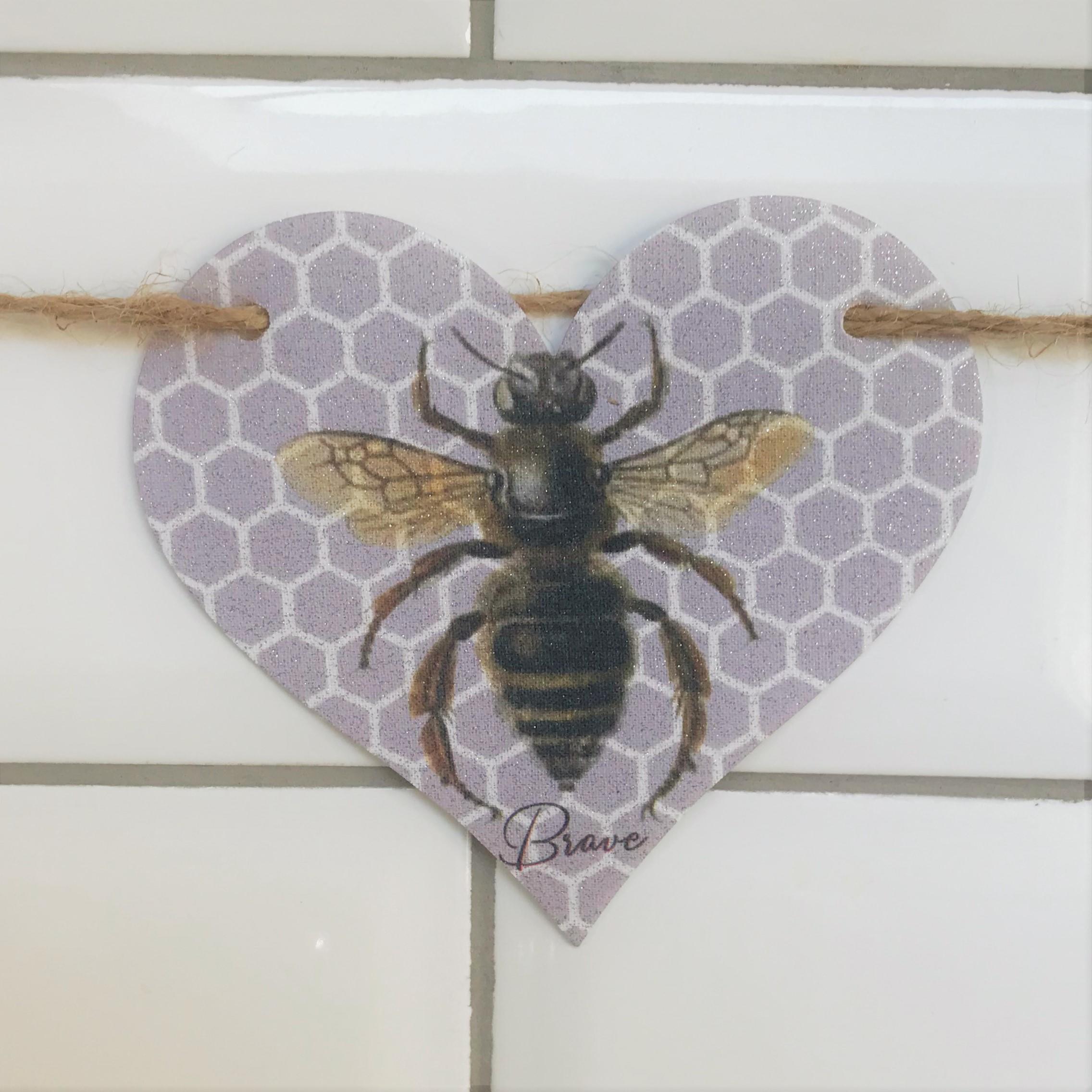 Grey Bunting,Bee Bunting,Bee Garland,Bee Gift,Bee Home Decor,Bee Homewares,8 Rigid Hearts,2.5 Metres Long