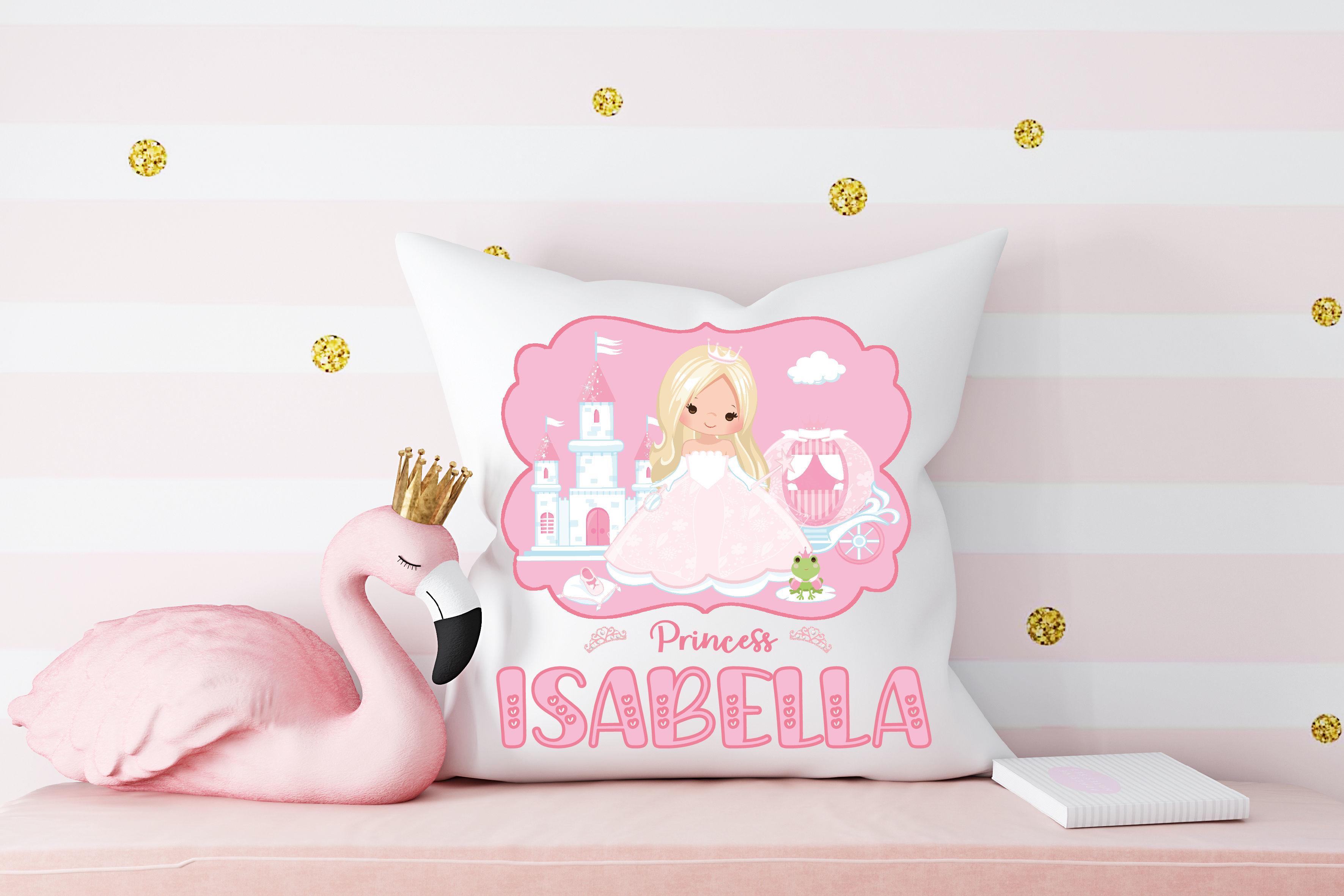 Princess Cushion Personalised Gift For Girl,Pink Bedroom,Girls Bedrrom Accessory.Blonde or Dark Hair