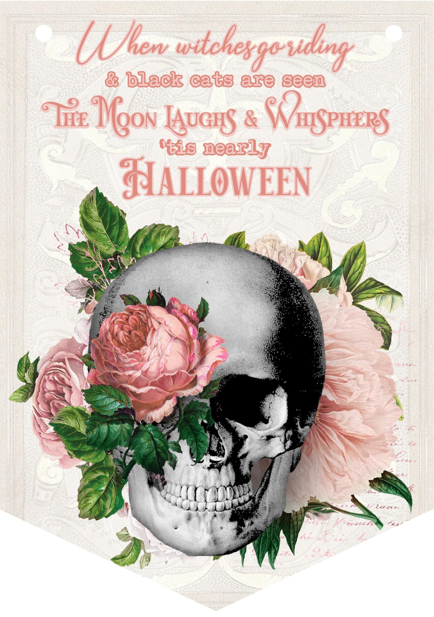Halloween Bunting,Halloween Banner,8 Flags,Garland for Halloween Decoration,Gothic Skulls