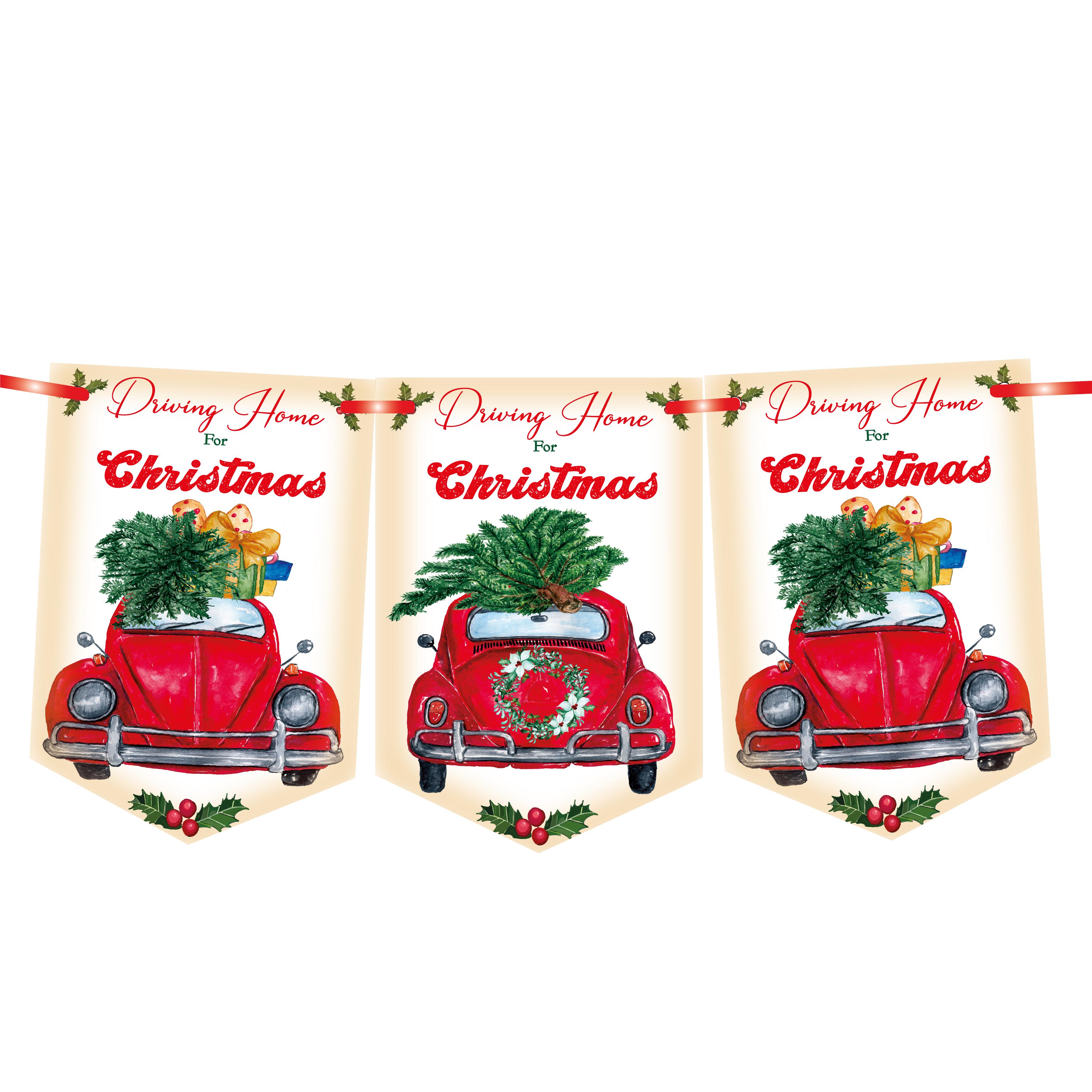 Christmas Bunting,Banner,Christmas Garland,Driving Home For Christmas,8 Flags,Christmas Decoration