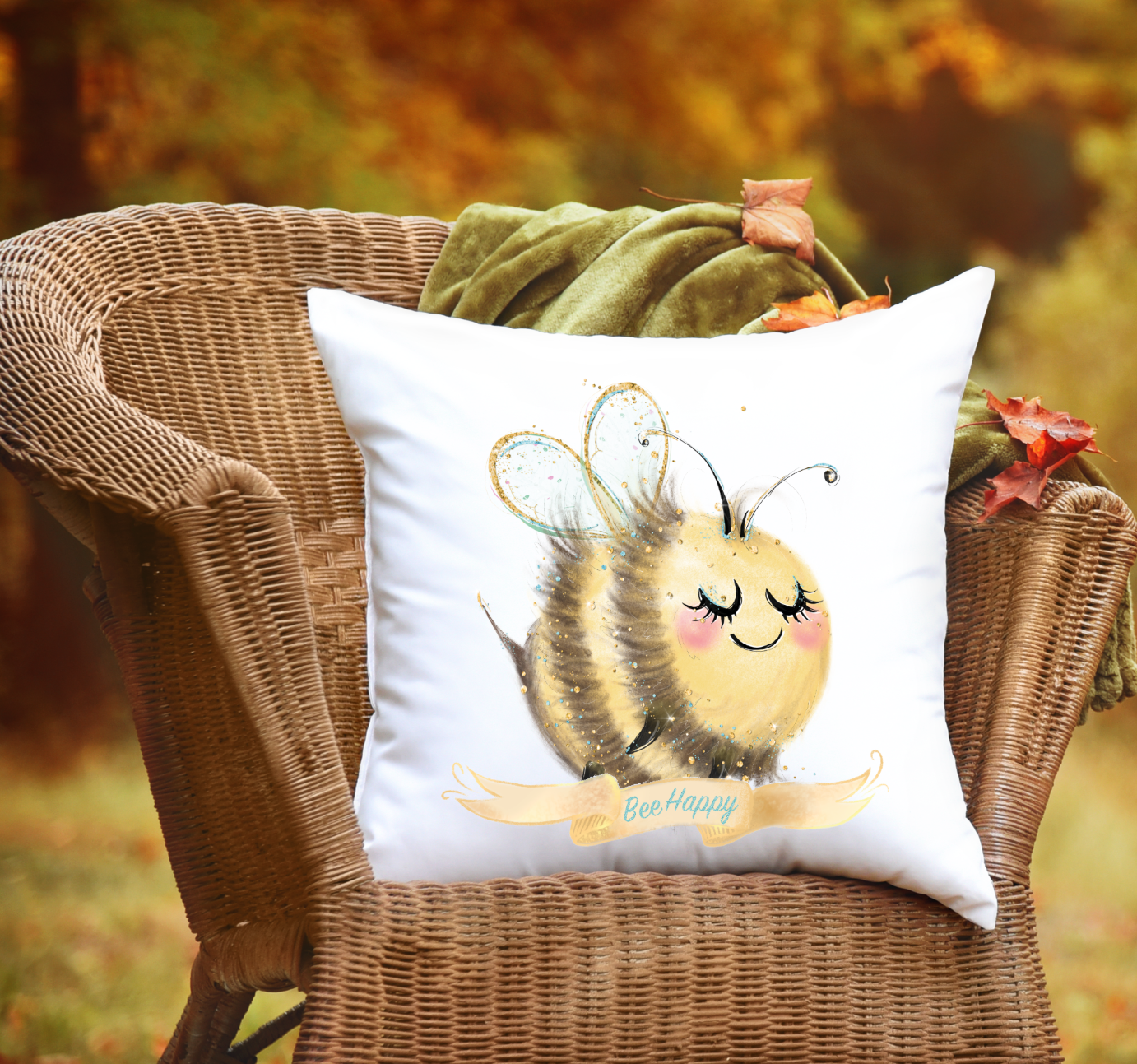 Bee Happy Cushion,Bee Cushion,Pillow,Throw,Bee Gift,Home Decor,Home Interiors