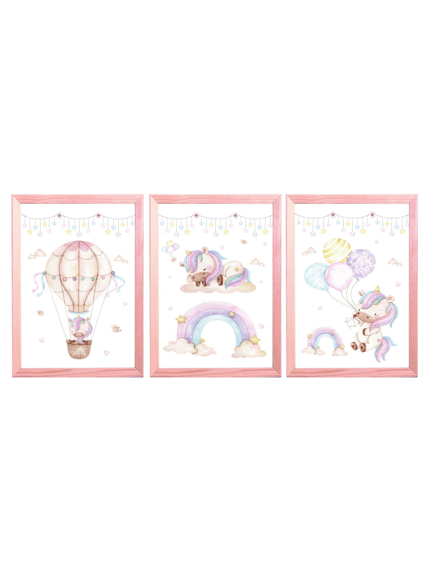Set of 3 Watercolour Unicorn Prints,Perfect For A Unicorn Themed Bedroom, Nursery or Playroom