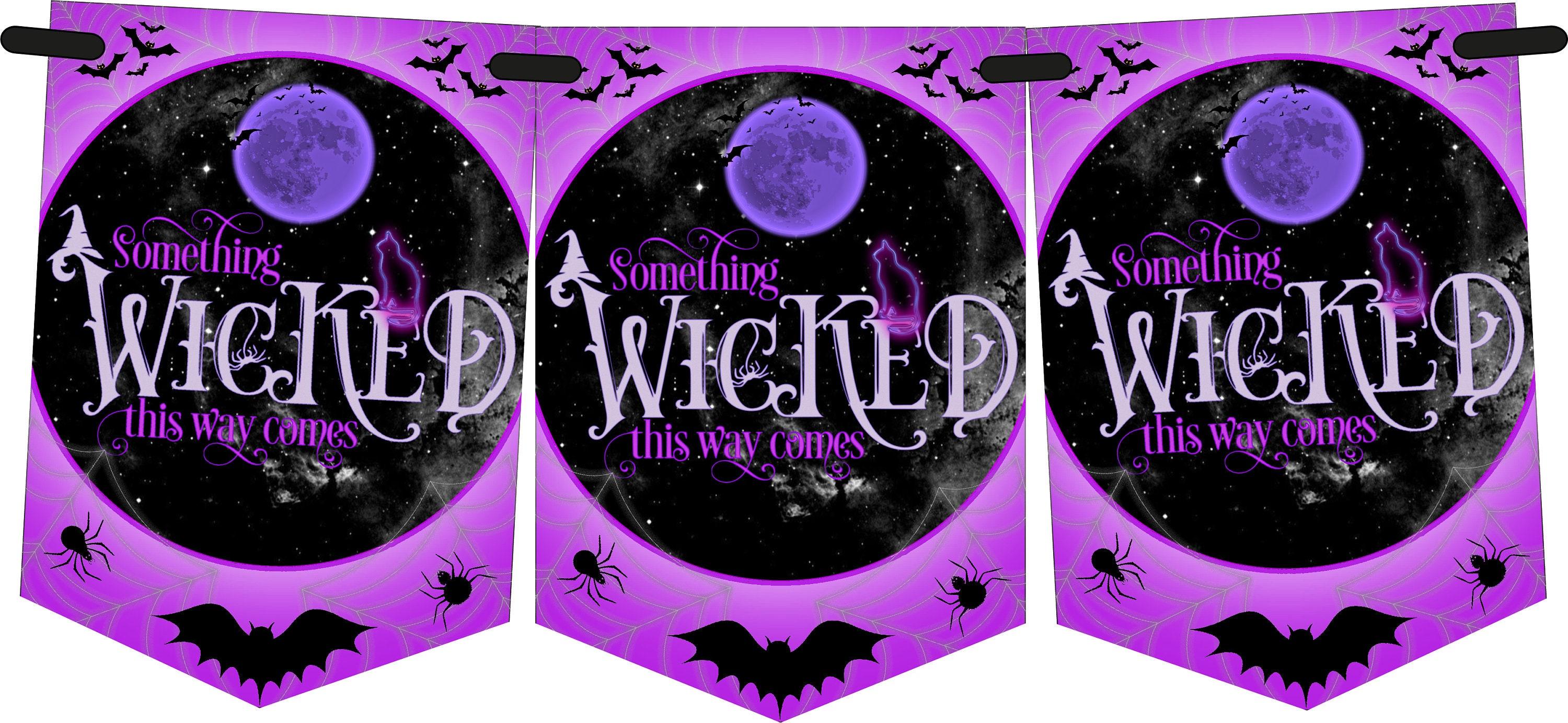Halloween Bunting,Halloween Banner,8 Flags,Garland for Halloween Decoration,Something Wicked