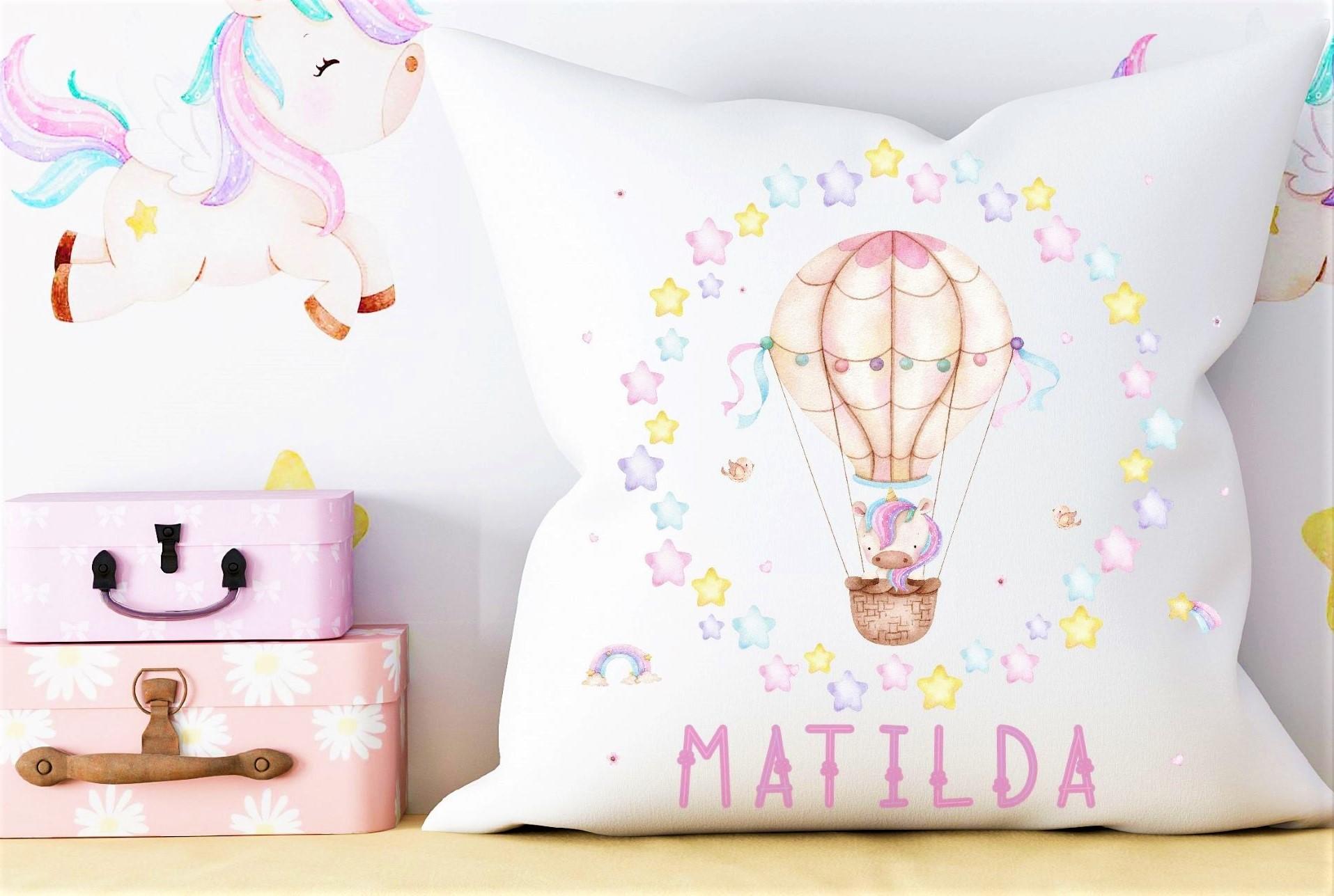 Personalised Unicorn Cushion, Pillow, Gift For Girl,New Baby. Christening,Themed Bedroom or Nursery