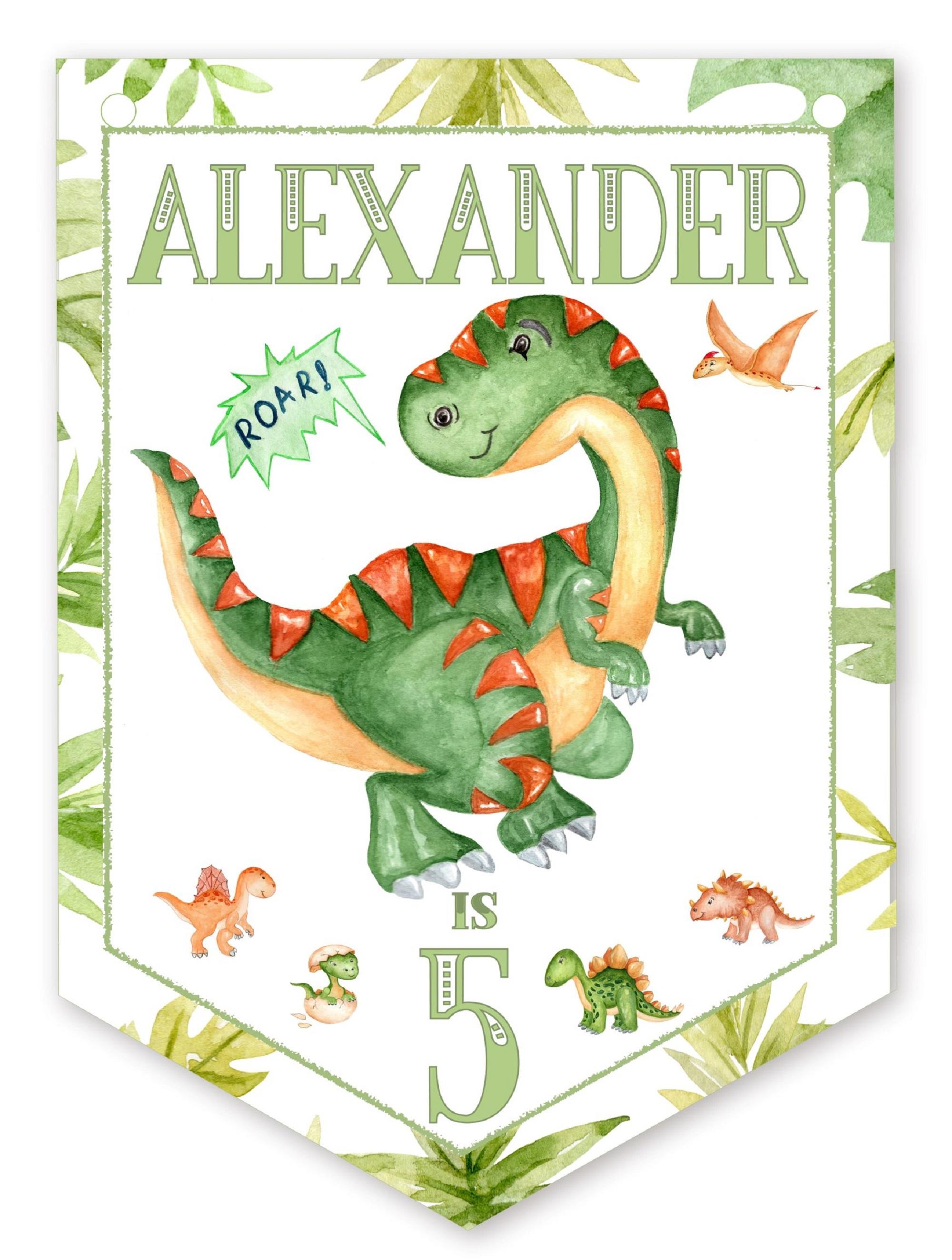 Dinosaur Birthday Bunting,Personalised Childrens Birthday Party Banner,Garland