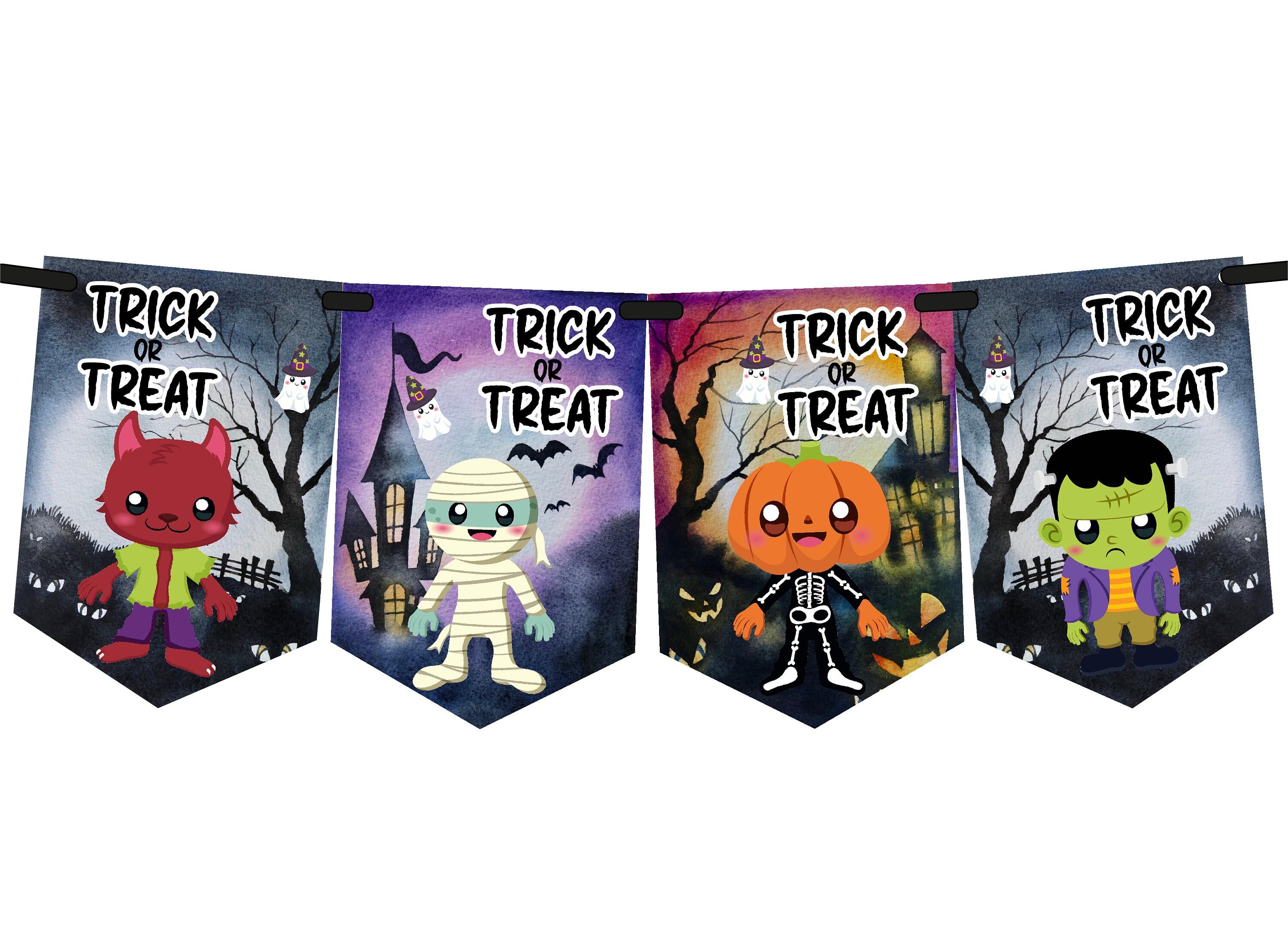 Halloween Bunting,Kids Halloween Banner,8 Flags,Garland for Halloween Decoration,Trick or Treat