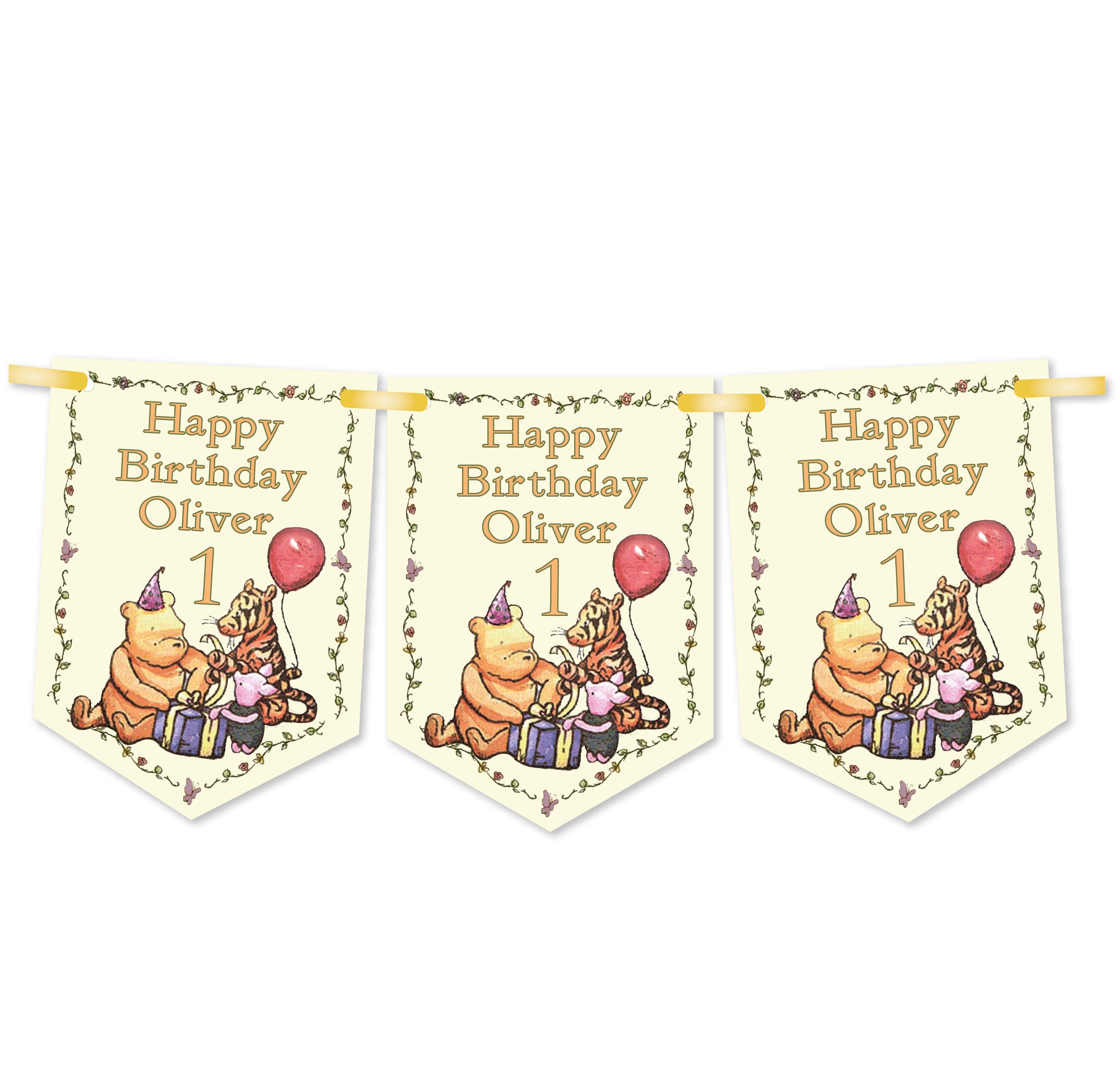 winnie the pooh birthday bunting,party decor,personalised,any age
