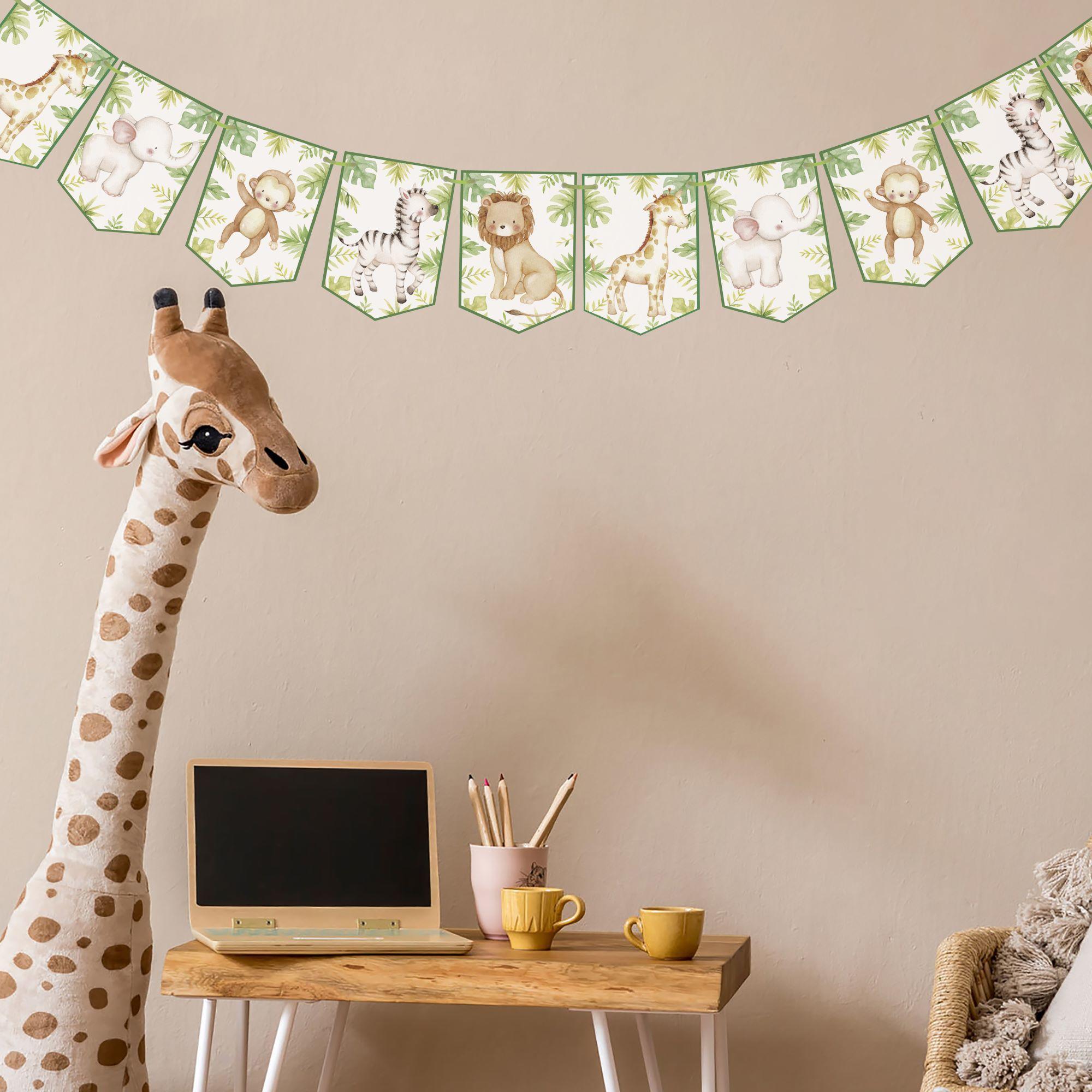 Safari Bunting, Watercolour Jungle Animals, for Children's Bedroom, Nursery or Playroom, Party or Celebration,