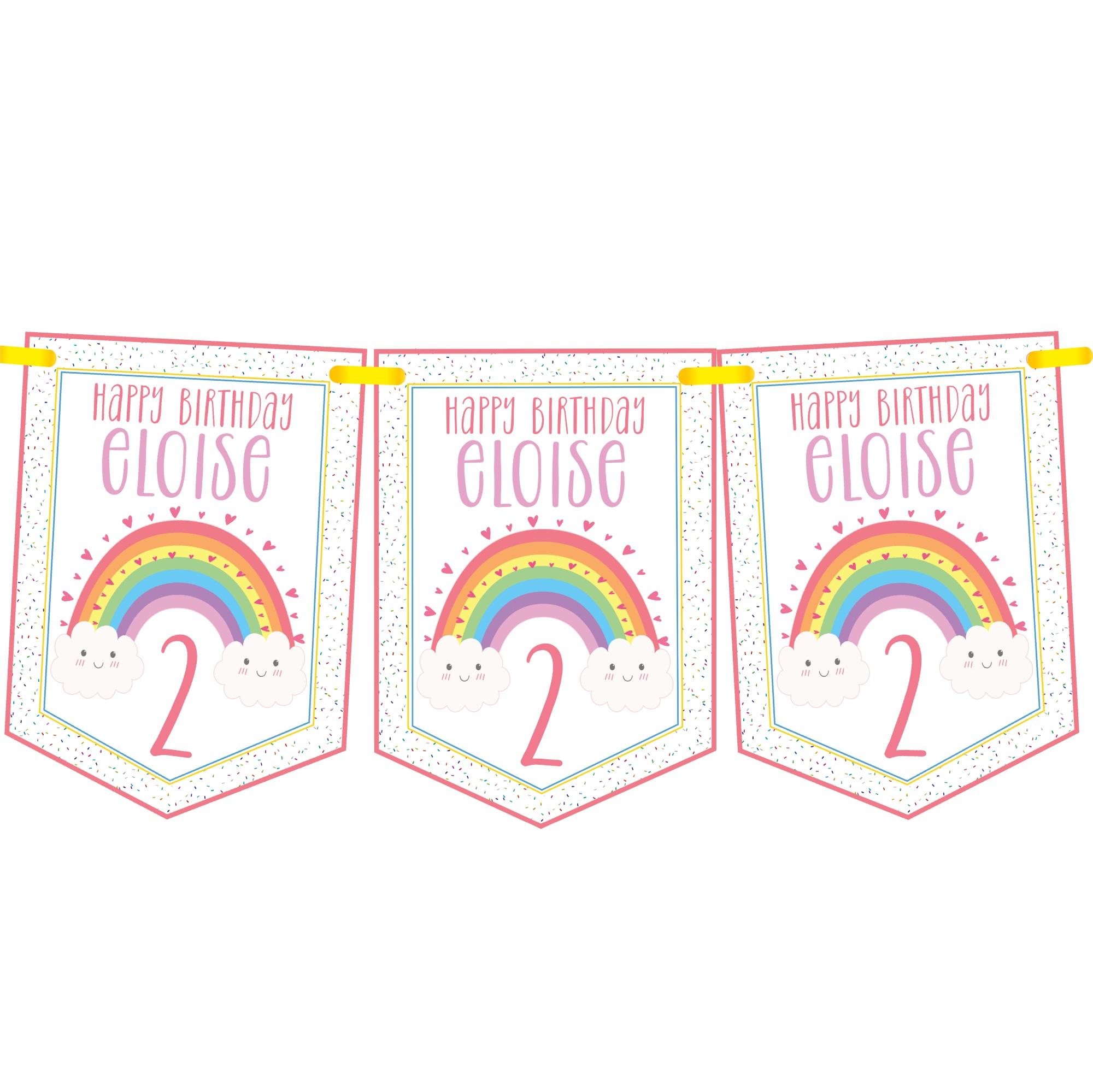 Rainbow Personalised Birthday Bunting,Girls Birthday Party Banner,Garland,Any Age