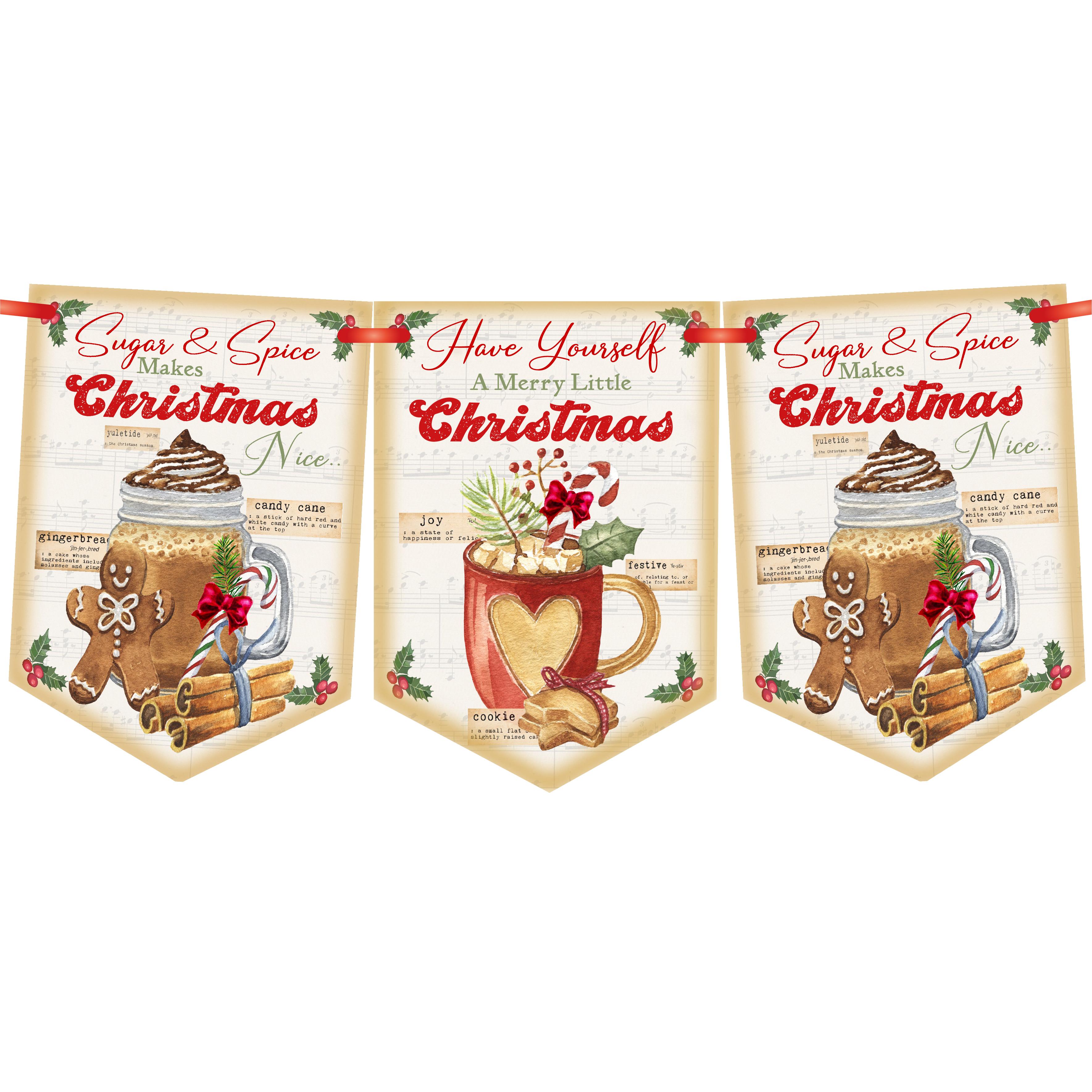 Christmas Bunting, Christmas Garland, Christmas Drinks Bunting, 8 Flags, Christmas Decoration