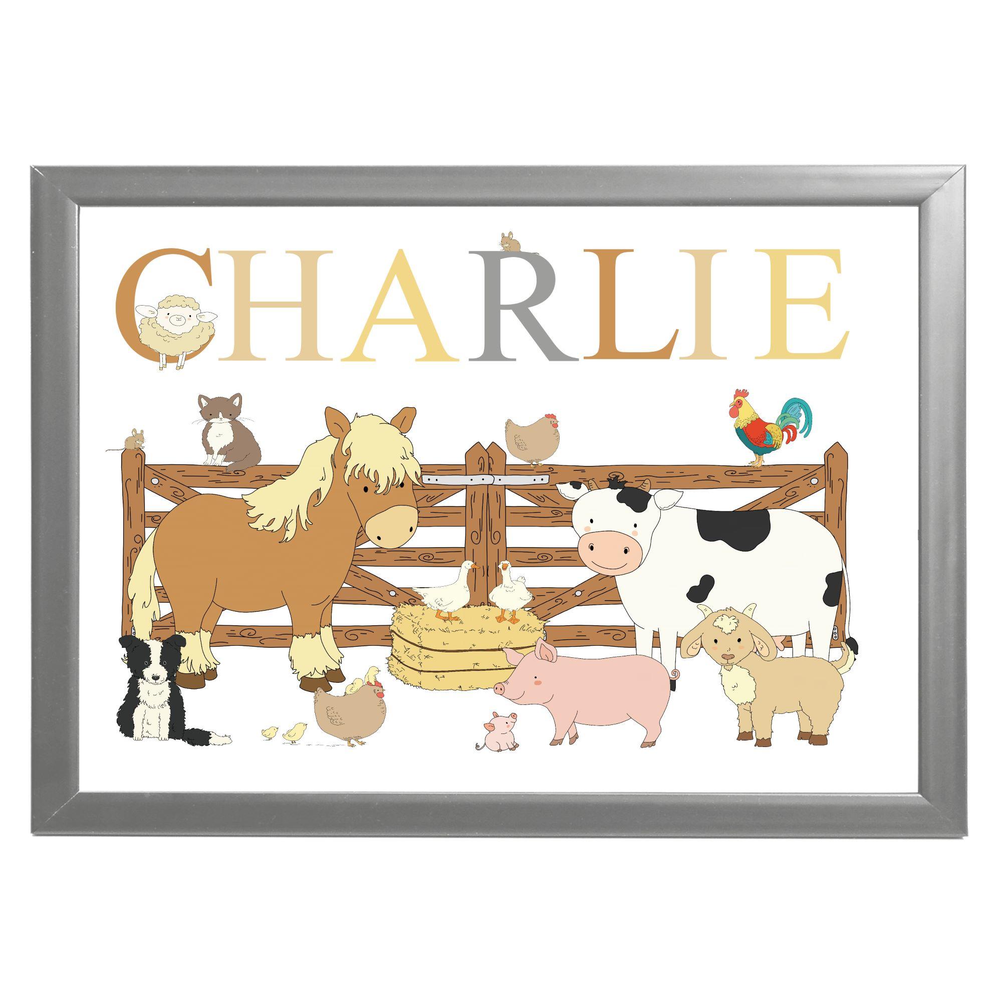 Farm animals print,Personalised Print For Children's Bedroom, Nursery Or Playroom,New Baby or Christening Gift