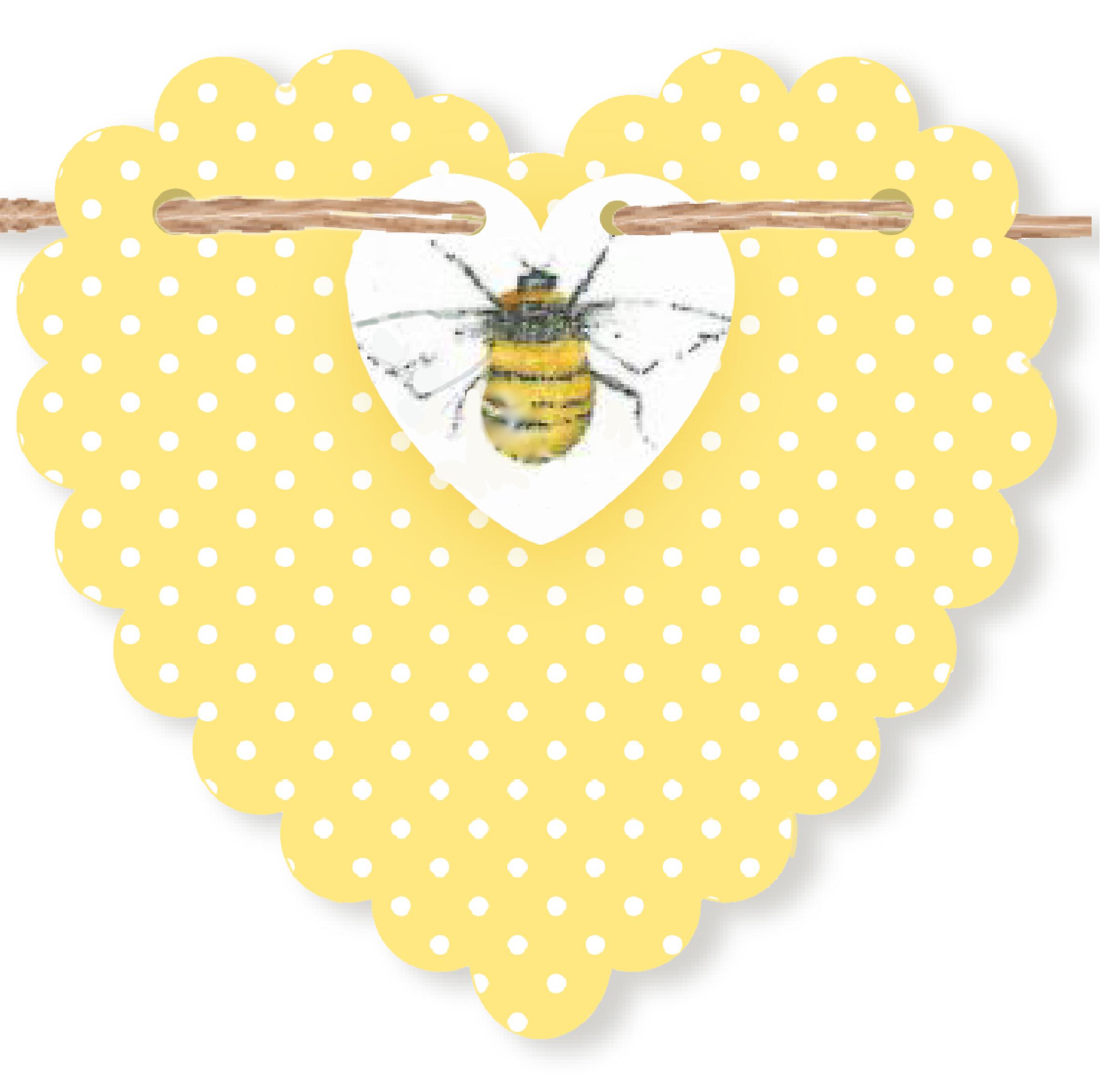 Grey Bunting,Bee Bunting,Bee Garland,Bee Gift,Bee Home Decor,Bee Homewares,10 Rigid Hearts,2.5 Metres Long