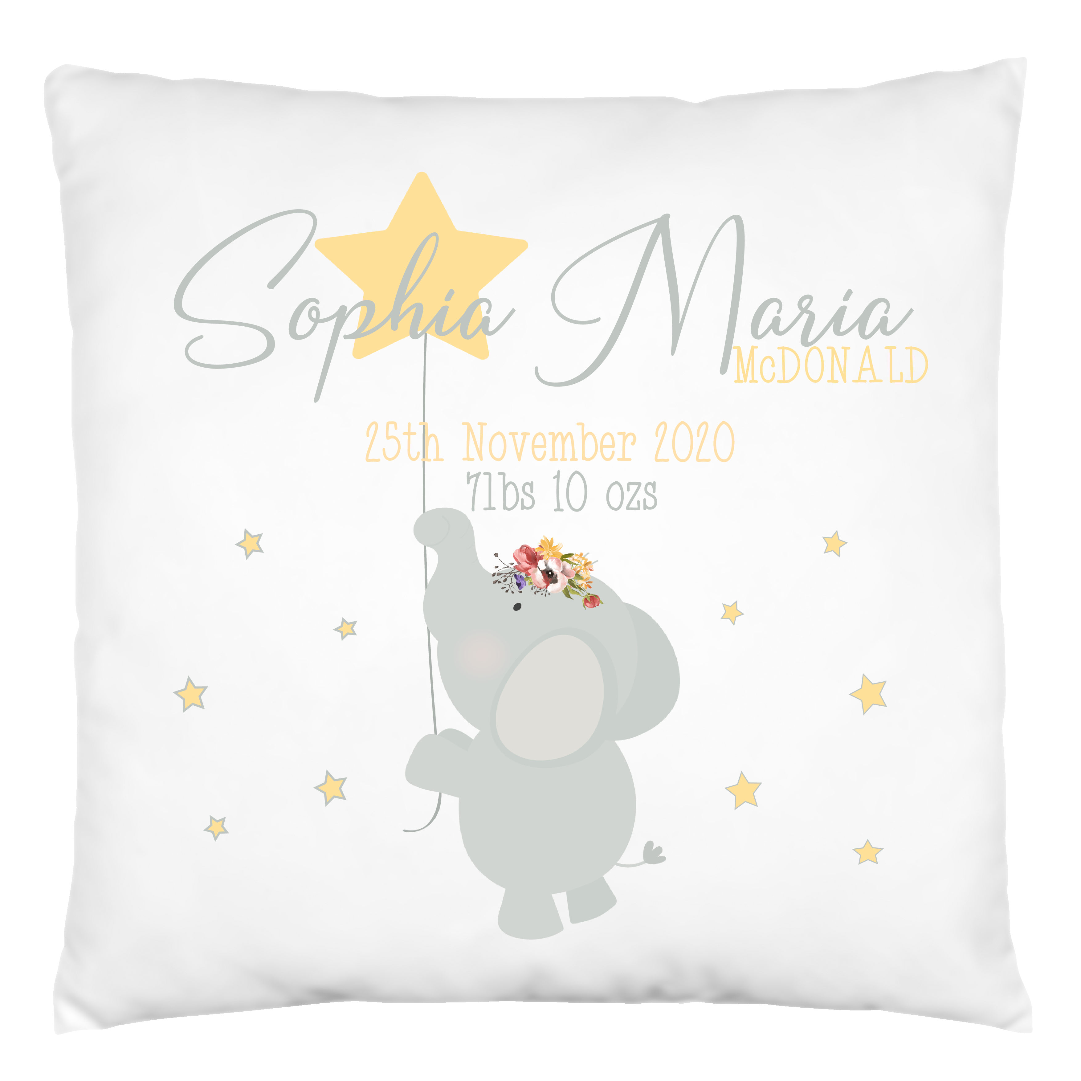 Personalised New Baby Cushion,Pillow, New Baby Girl Gift,Gift for Baby Girl,40 cms square