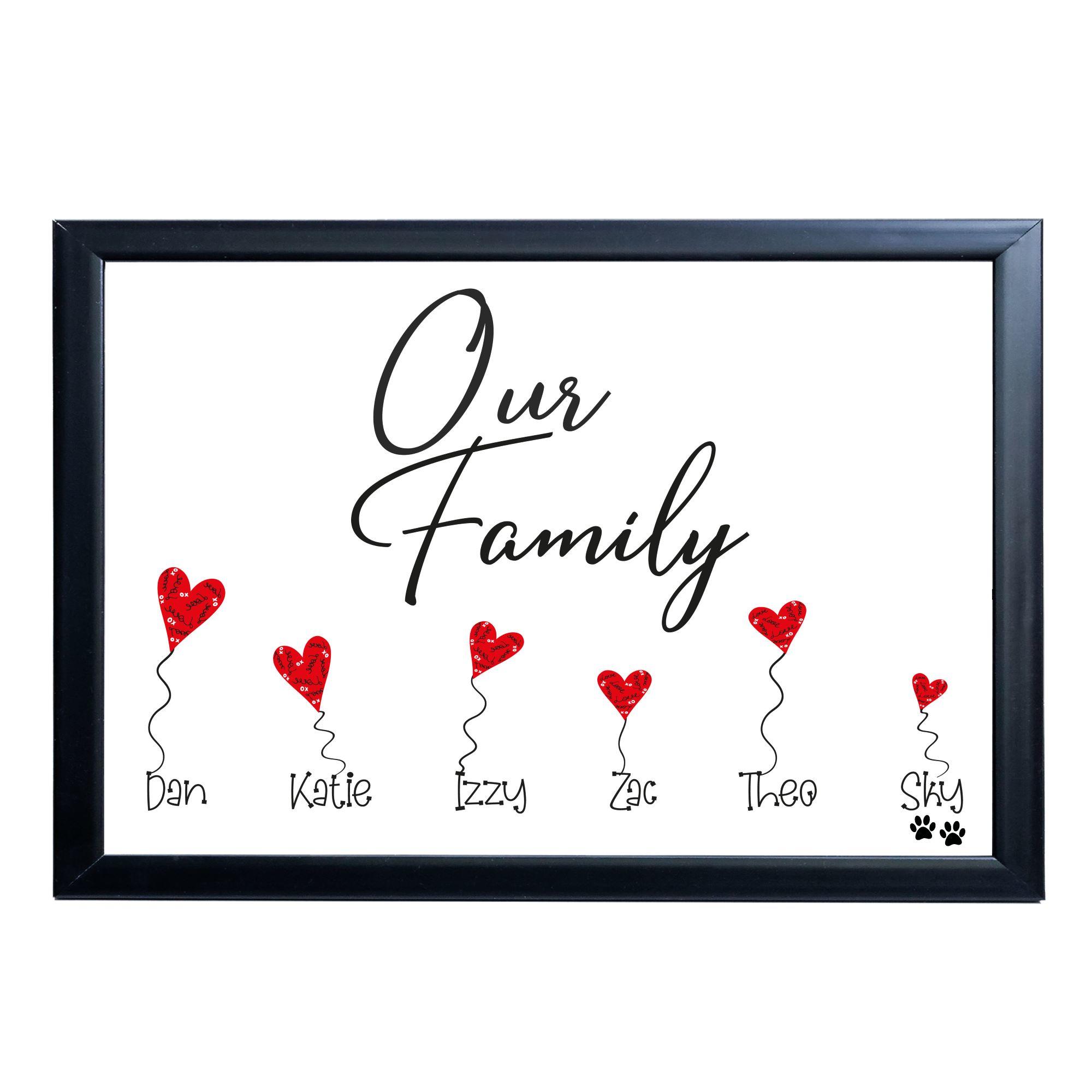 Personalised Family Print,Gift, Birthday,New Home Gift,Fathers Day Gift,Love Heart Balloons,Family Tree,