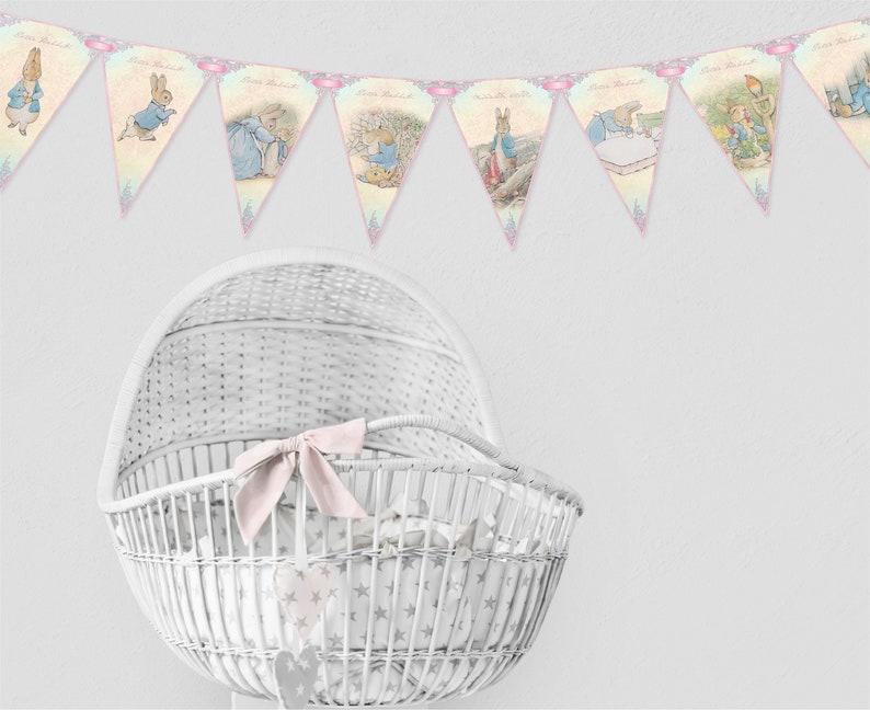 Peter Rabbit Pink Bunting,Baby Shower,Nursery Decor,Birthday Party Bunting, Christening