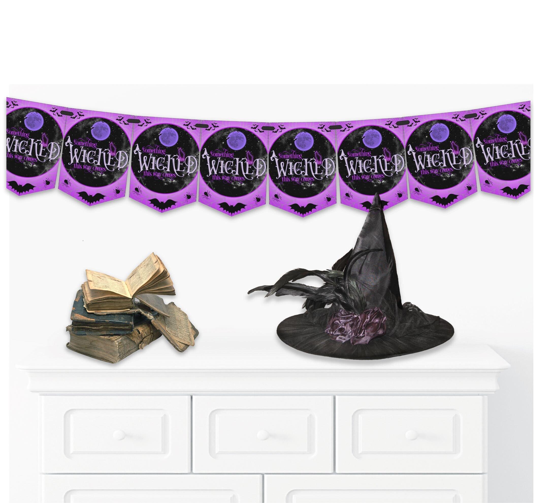 Halloween Bunting,Halloween Banner,8 Flags,Garland for Halloween Decoration,Something Wicked