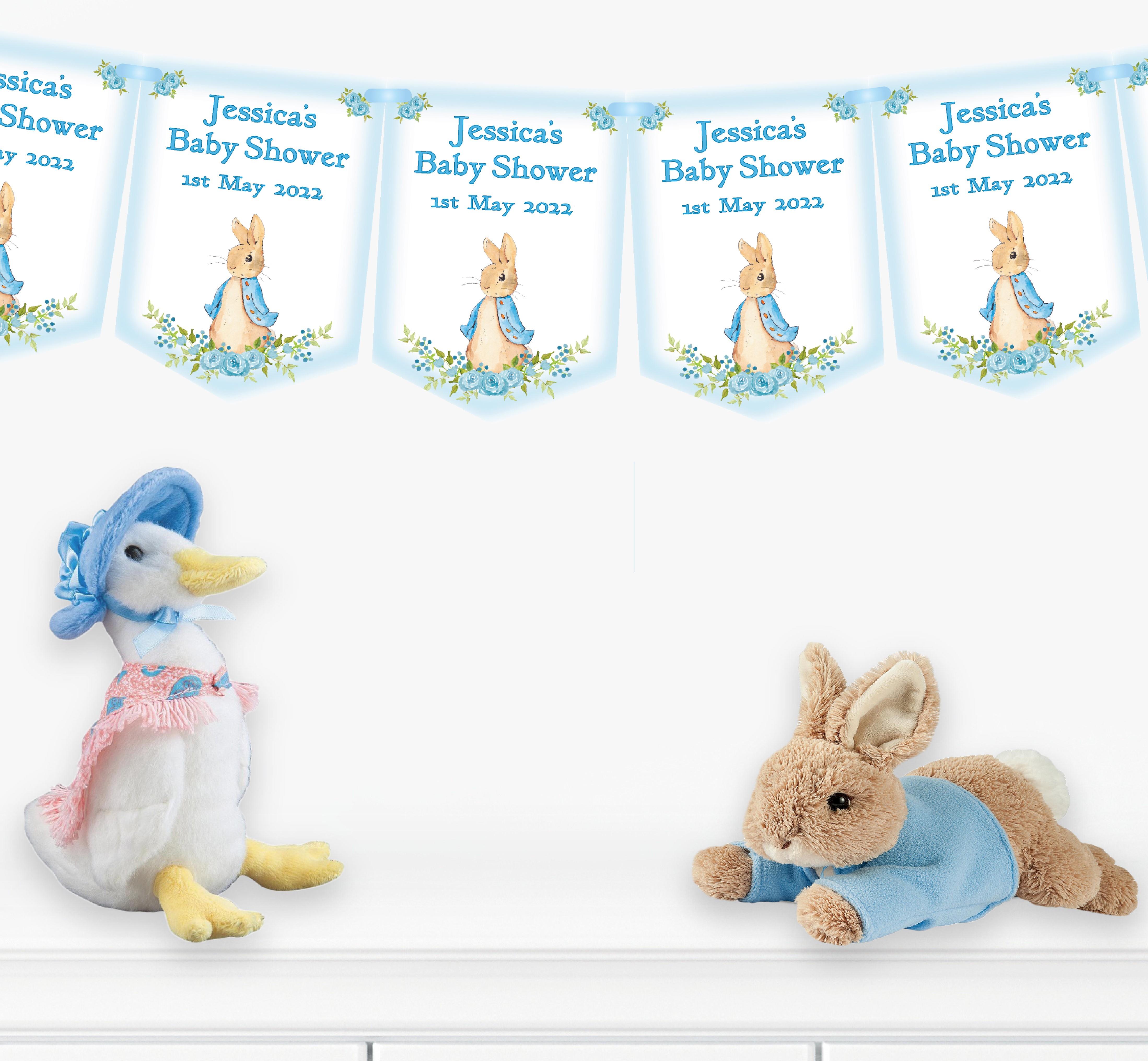 Personalised Peter Rabbit Blue Baby Shower Bunting,Banner,Boys Baby Shower Decoration