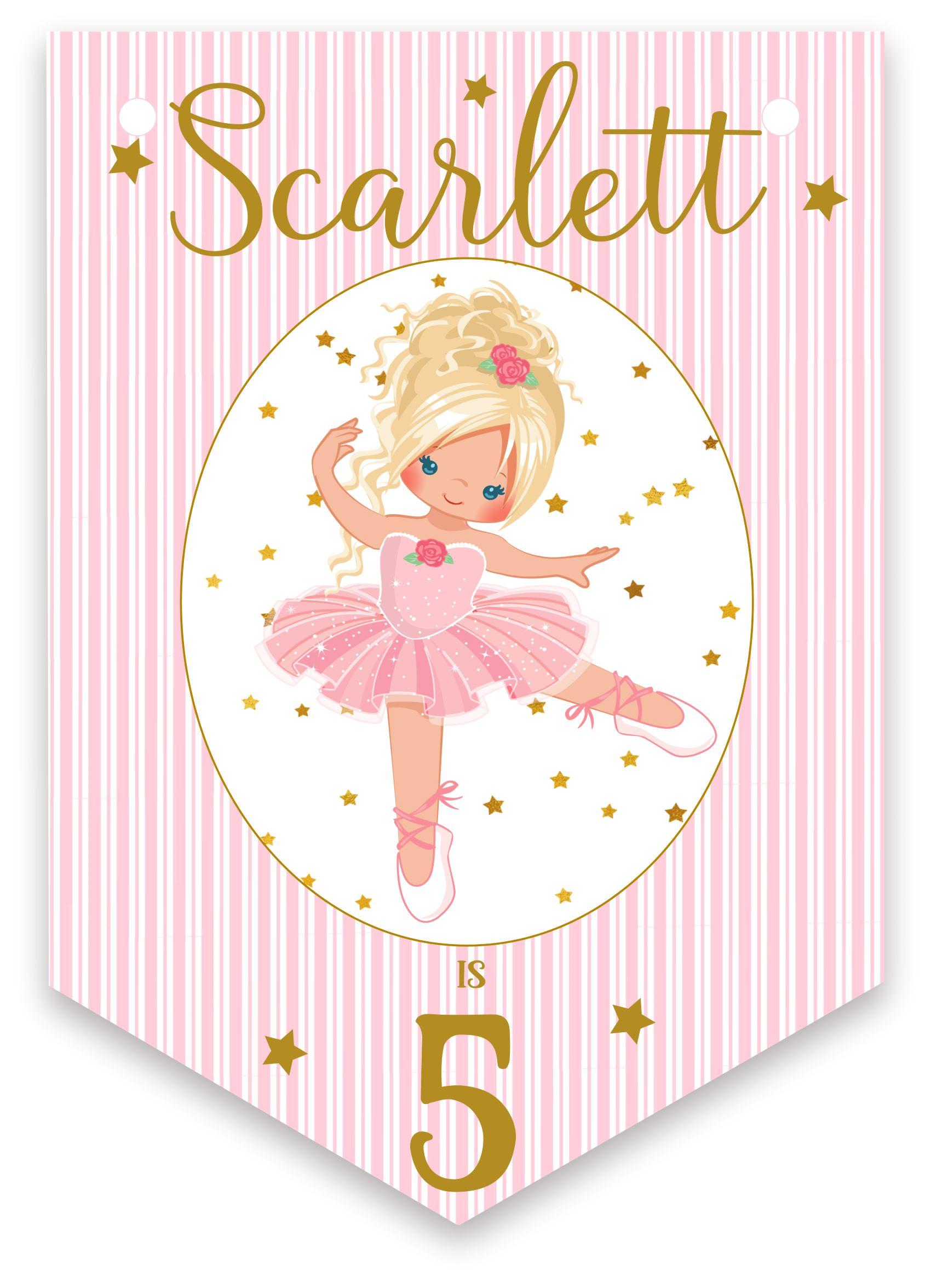 Ballerina Birthday Bunting,Personalised Childrens Birthday Party Banner,Garland,Choice of Hair Colour