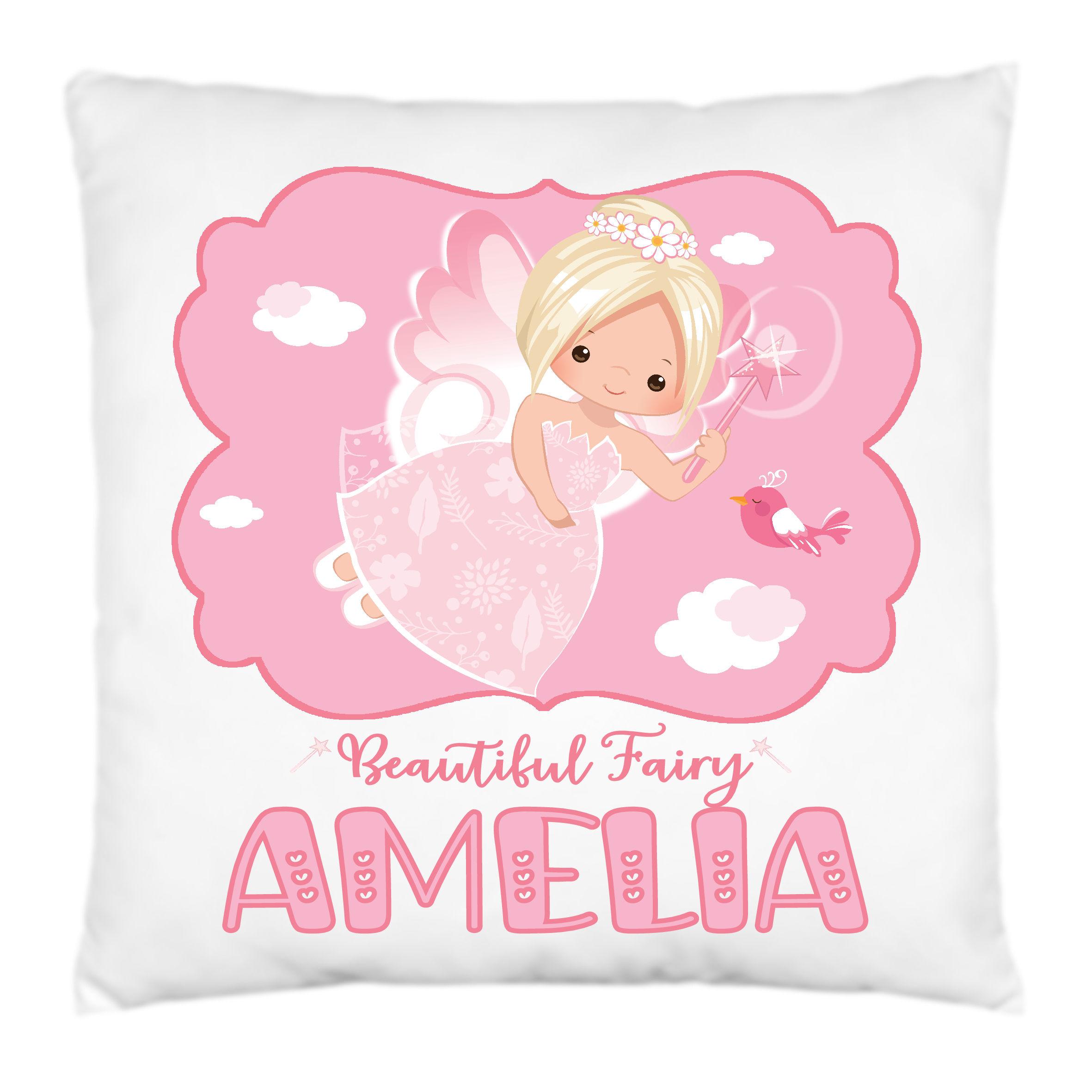 Fairy Cushion Personalised Pillow Throw Blonde or Dark Hair, Personalised Gift for Girls,Home Decor,Girls Bedroom Accessory